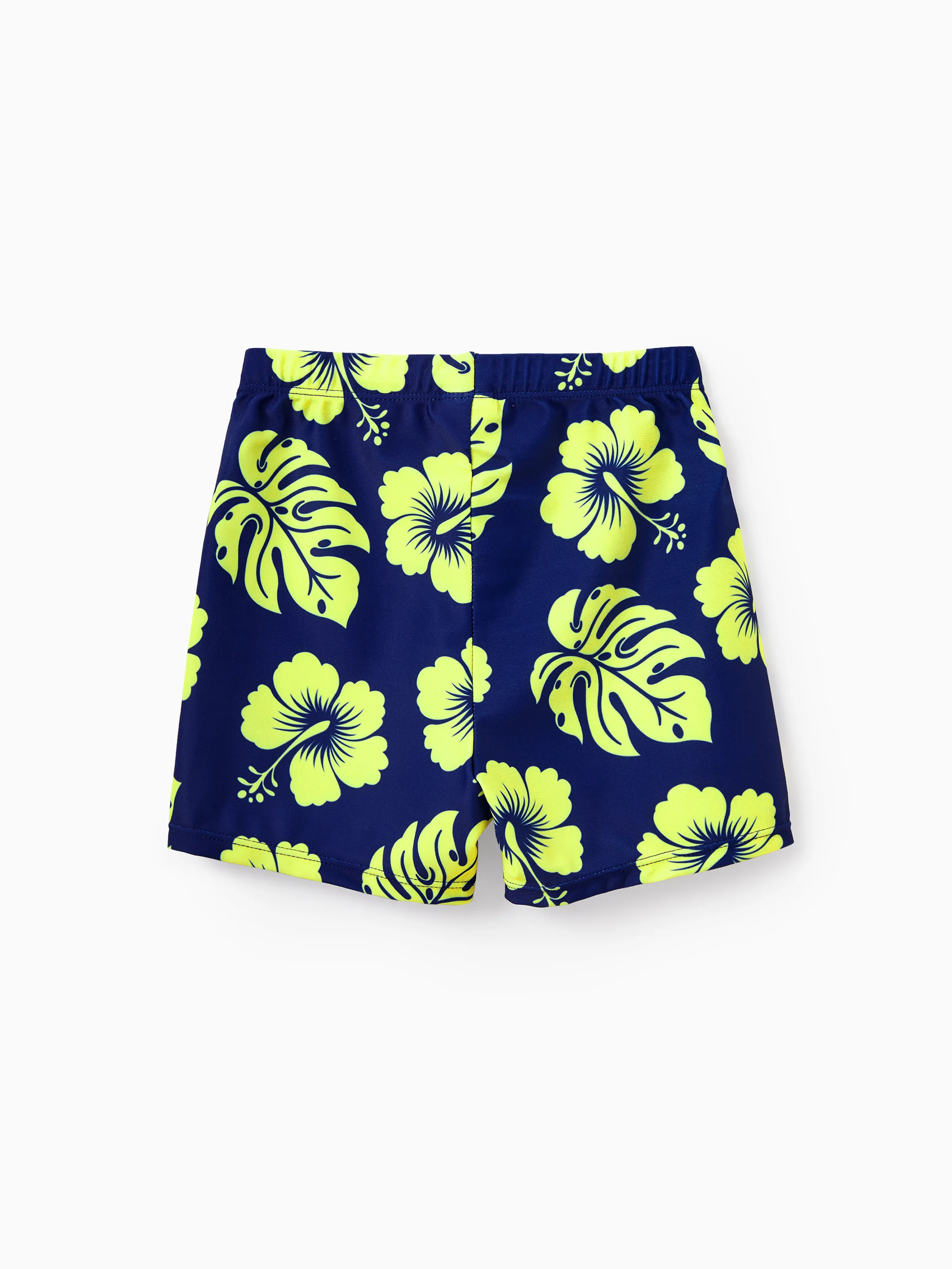 Family Matching Tropical Floral Swimsuits Halter Bikini & Swim Trunks Set Deep Blue - Image 19
