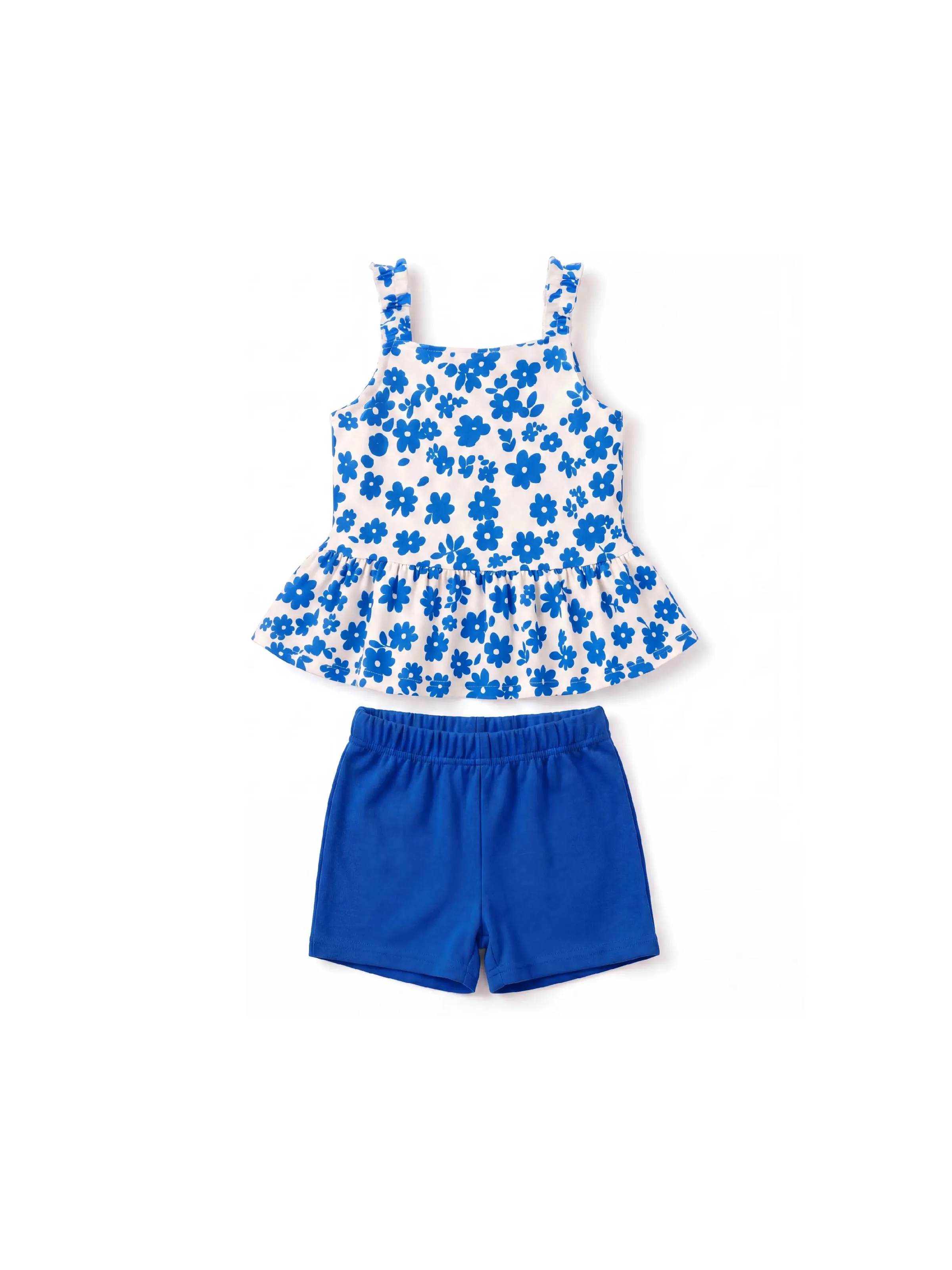 Fresh Market Baby Girl Floral Ruffle Top & Shorts Set Deep Blue - Image 3