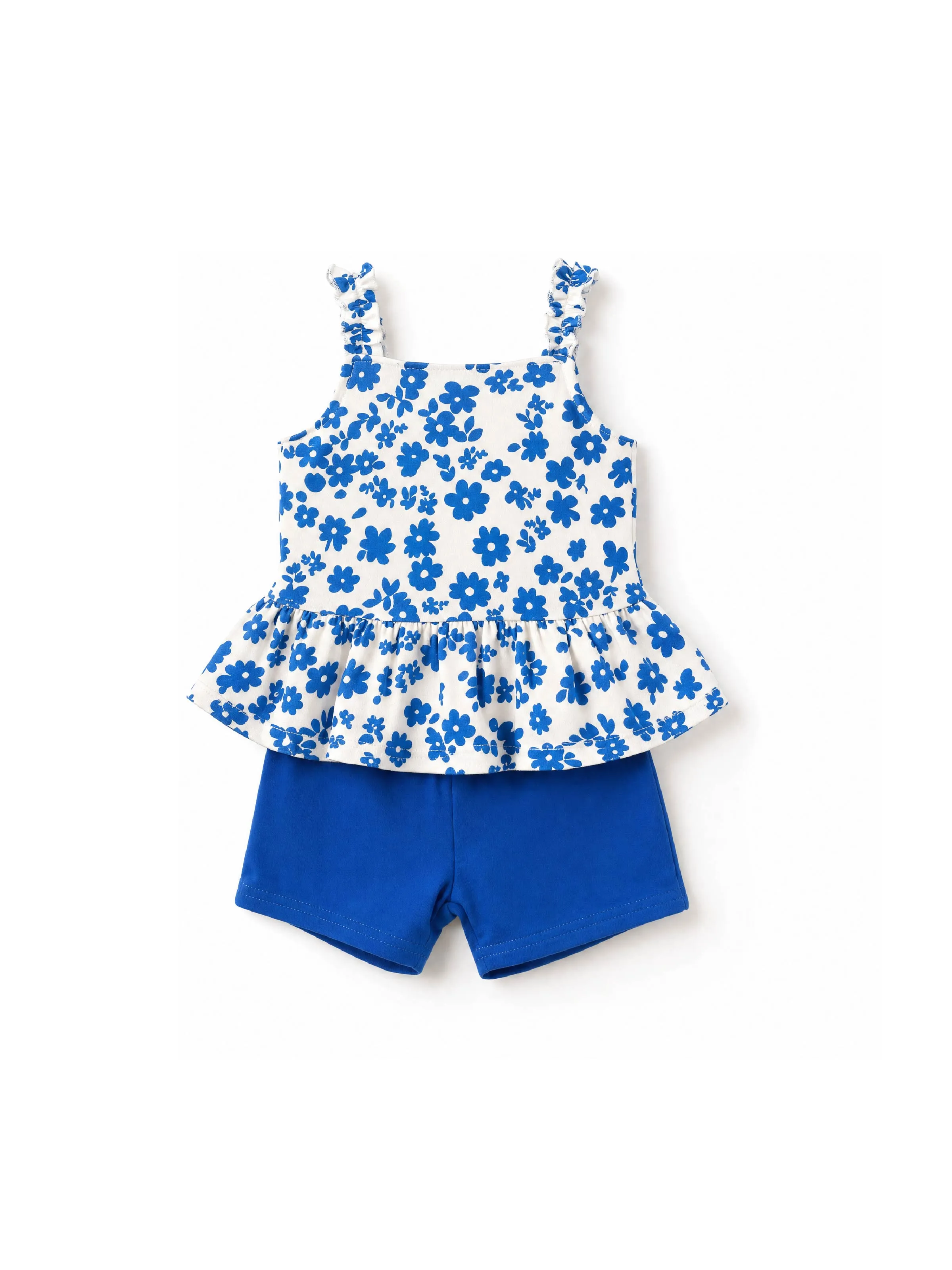 Fresh Market Baby Girl Floral Ruffle Top & Shorts Set Deep Blue - Image 4