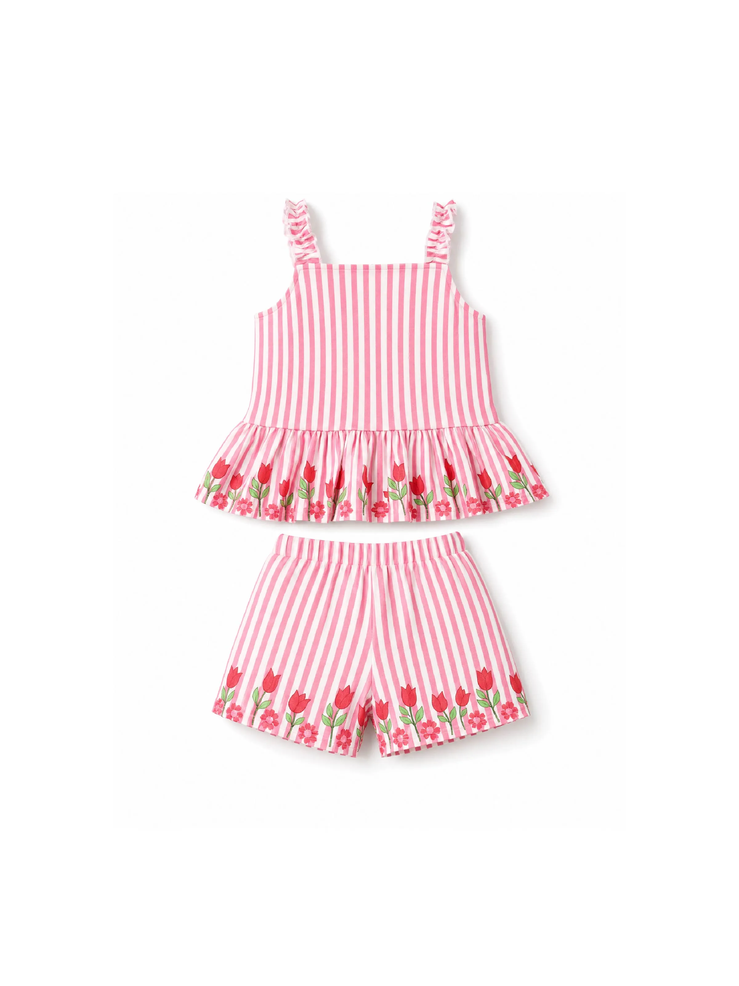 Fresh Market Baby Girl Tulip Ruffle Top & Shorts Set Pink - Image 3
