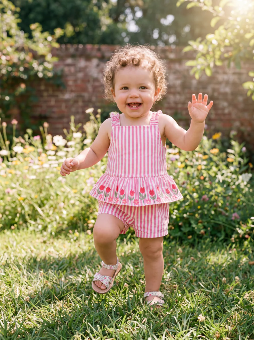 Fresh Market Baby Girl Tulip Ruffle Top & Shorts Set Pink - Image 6