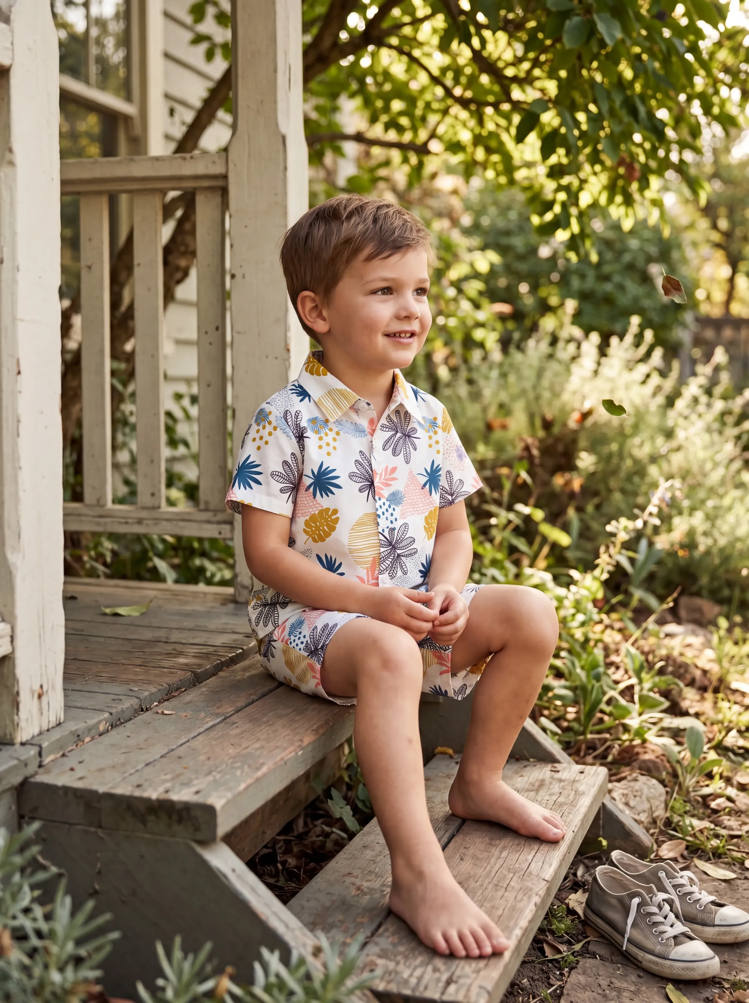 Fresh Market Toddler Boy Plants Shirt & Shorts Set Multi-color - Image 2