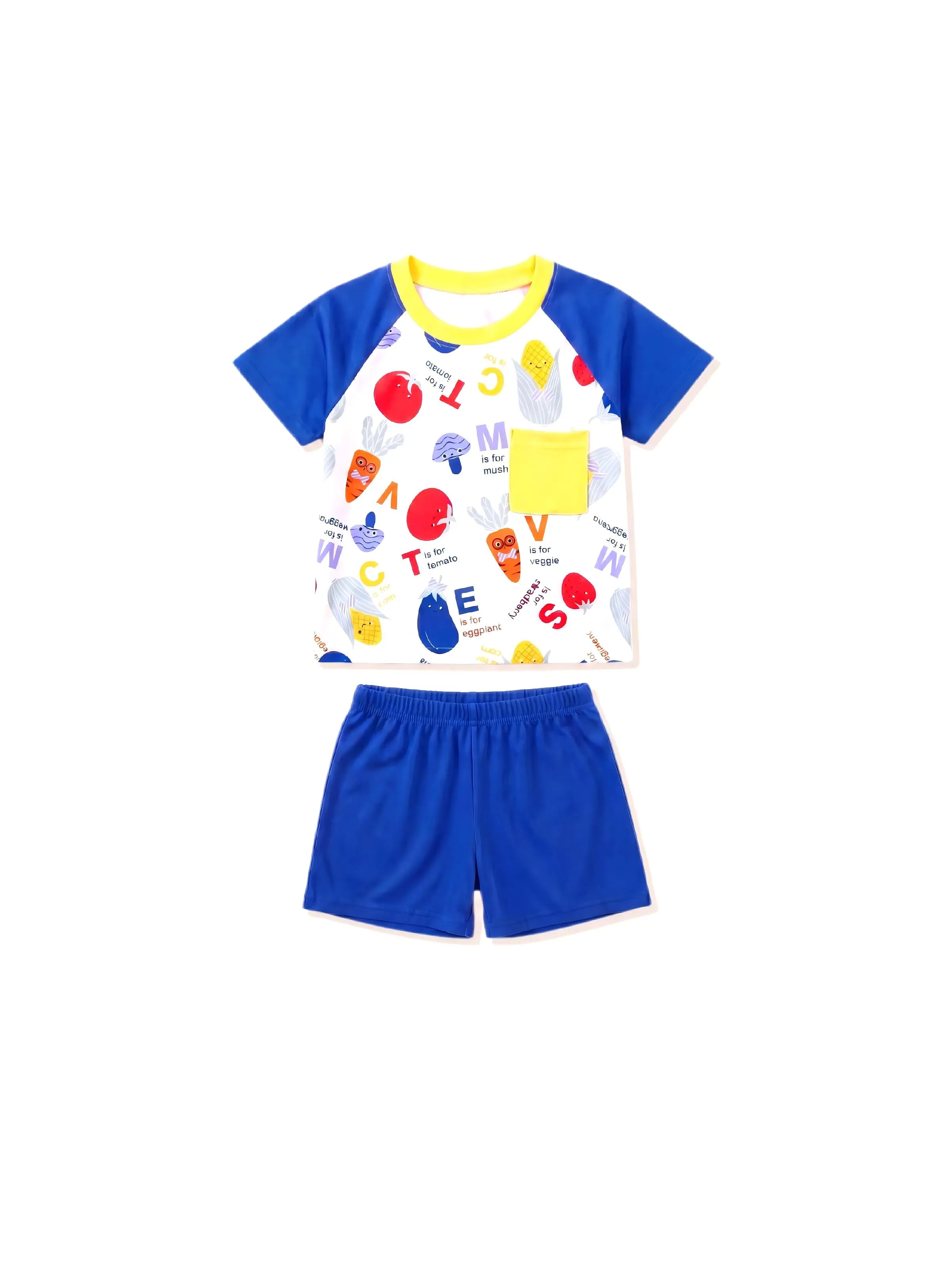 Fresh Market Toddler Boy Vegetable Top & Shorts Set Blue+Yellow - Image 3