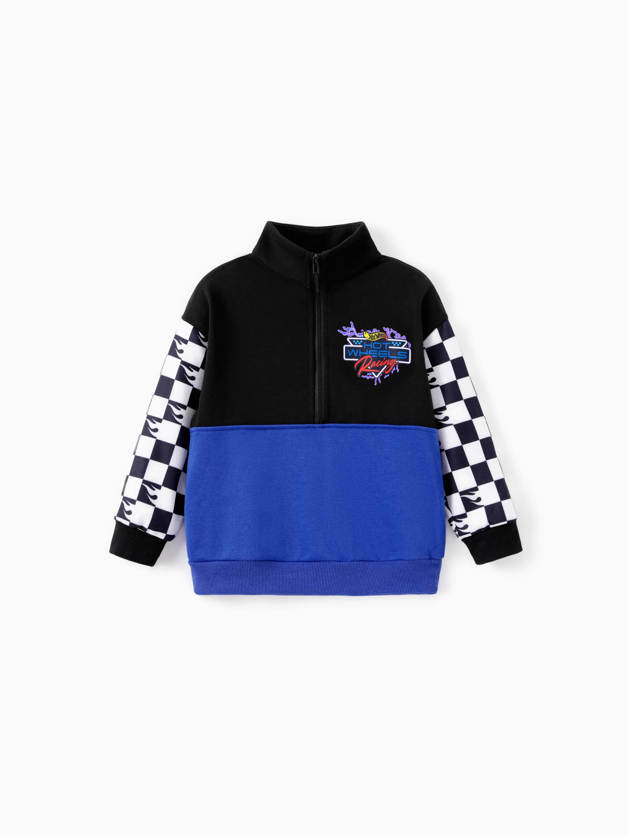 Hot Wheels Toddler/Kid Boy Colorblock Logo Print Long-sleeve Racing Sweatshirt Blue