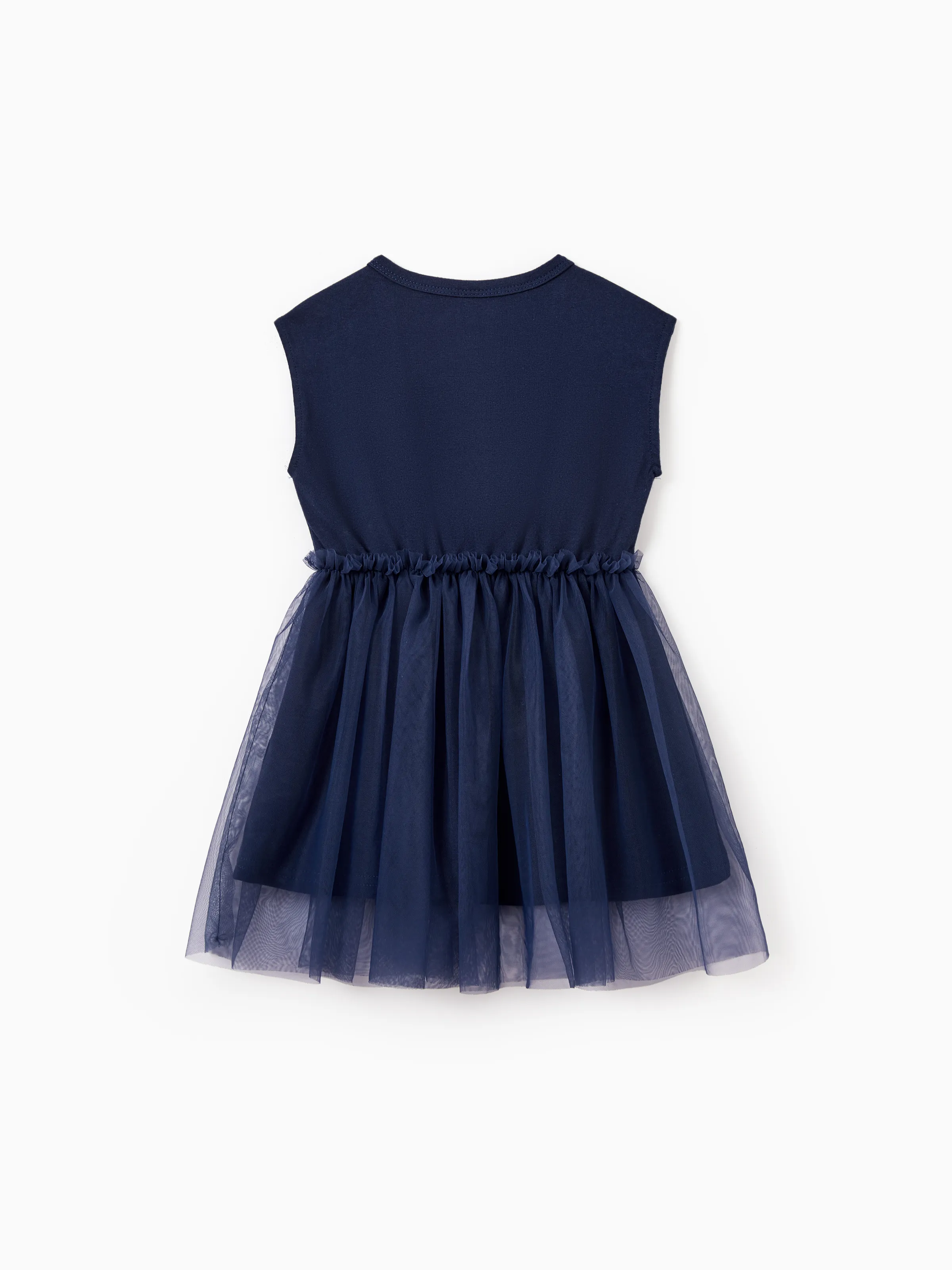 Matching Cotton Dresses for Mommy & Me Unicorn Print with Tulle Skirt for Girls, Knotted Dress for Mom, Perfect for Family Outings & Photos Deep Blue - Image 14
