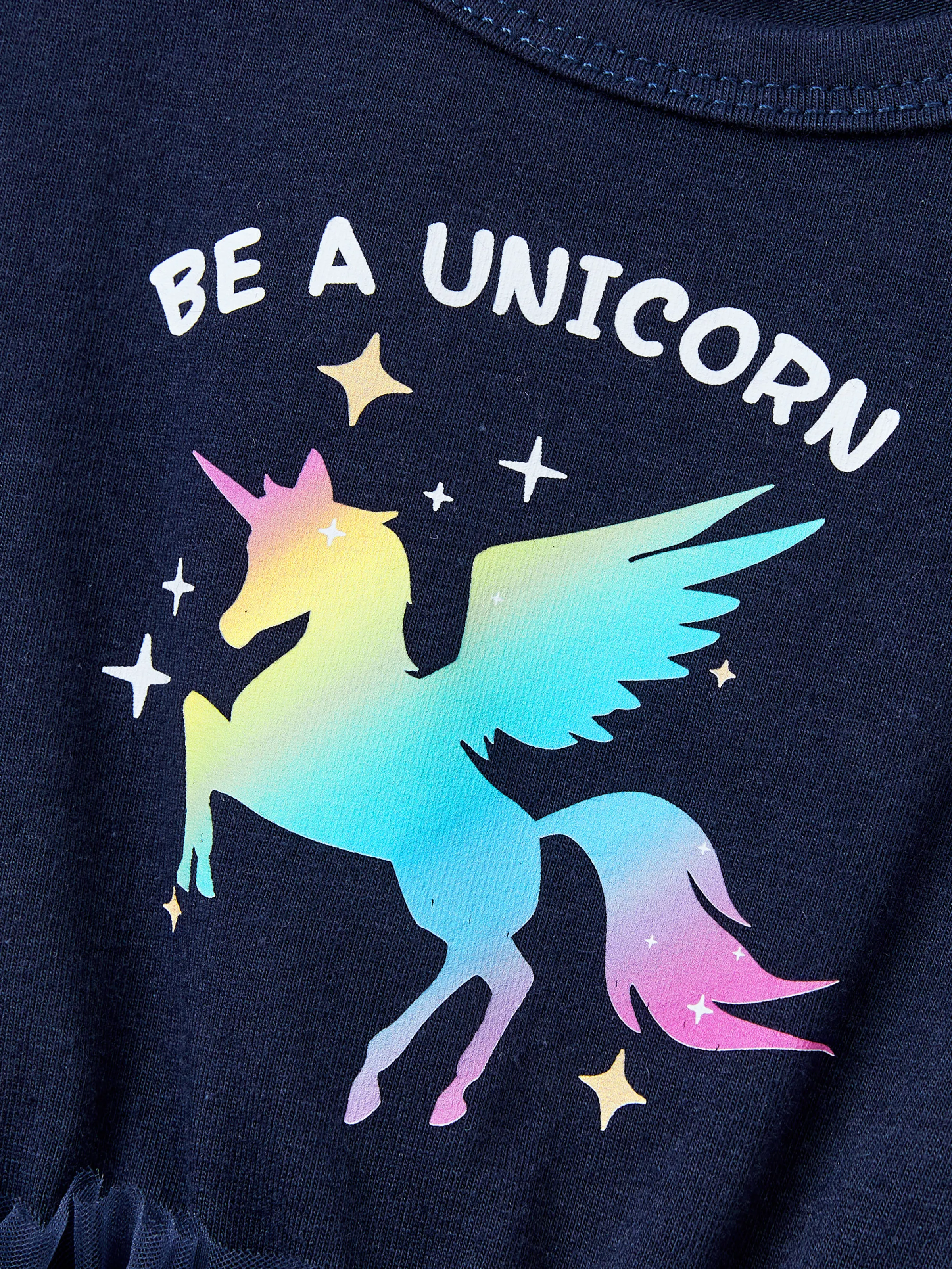 Matching Cotton Dresses for Mommy & Me Unicorn Print with Tulle Skirt for Girls, Knotted Dress for Mom, Perfect for Family Outings & Photos Deep Blue - Image 16