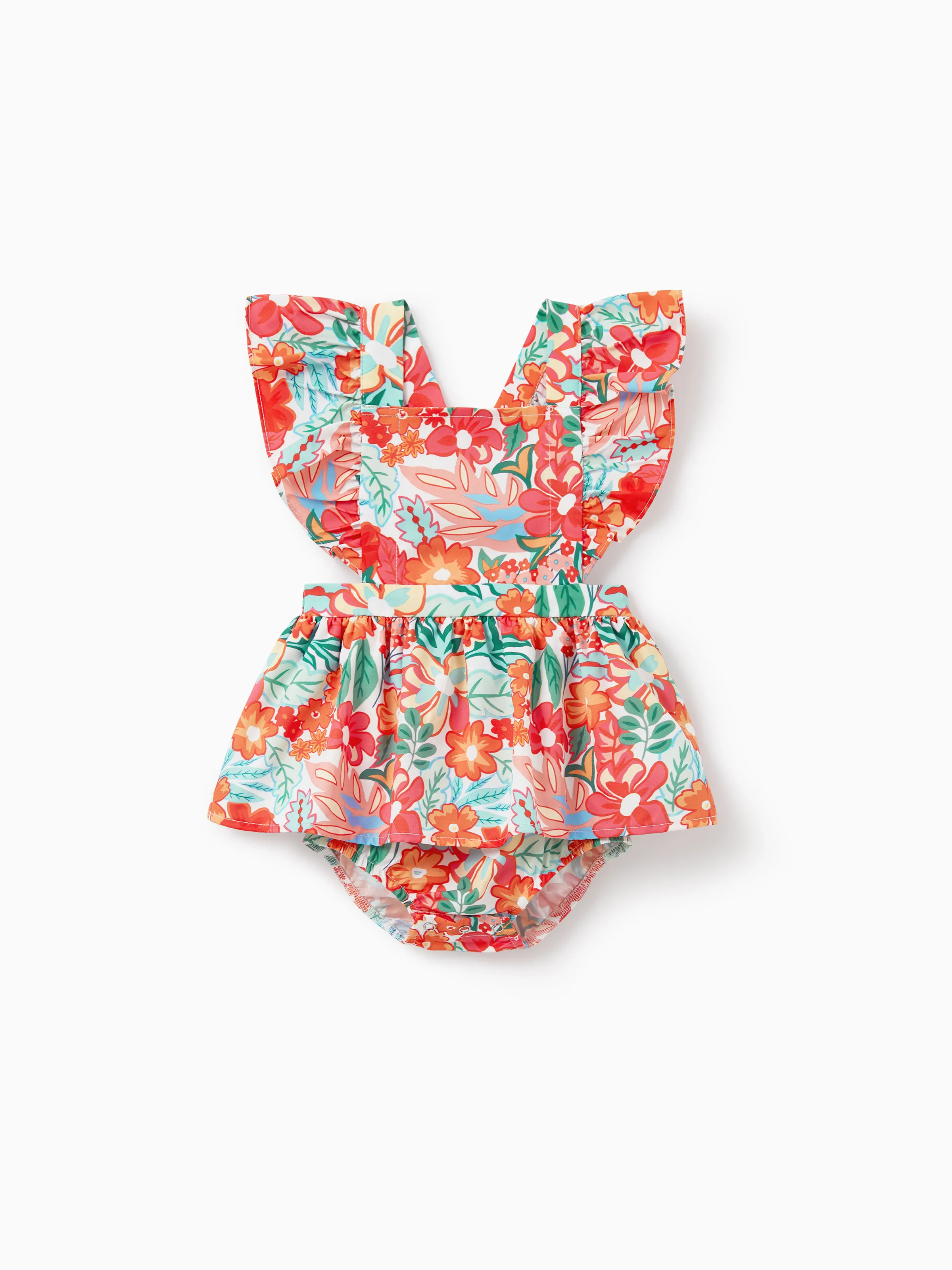Matching Family Outfits Hawaiian Floral Print Shirts & Sleeveless Strap Top and Skirt Co-ord Set Multi-color - Image 11