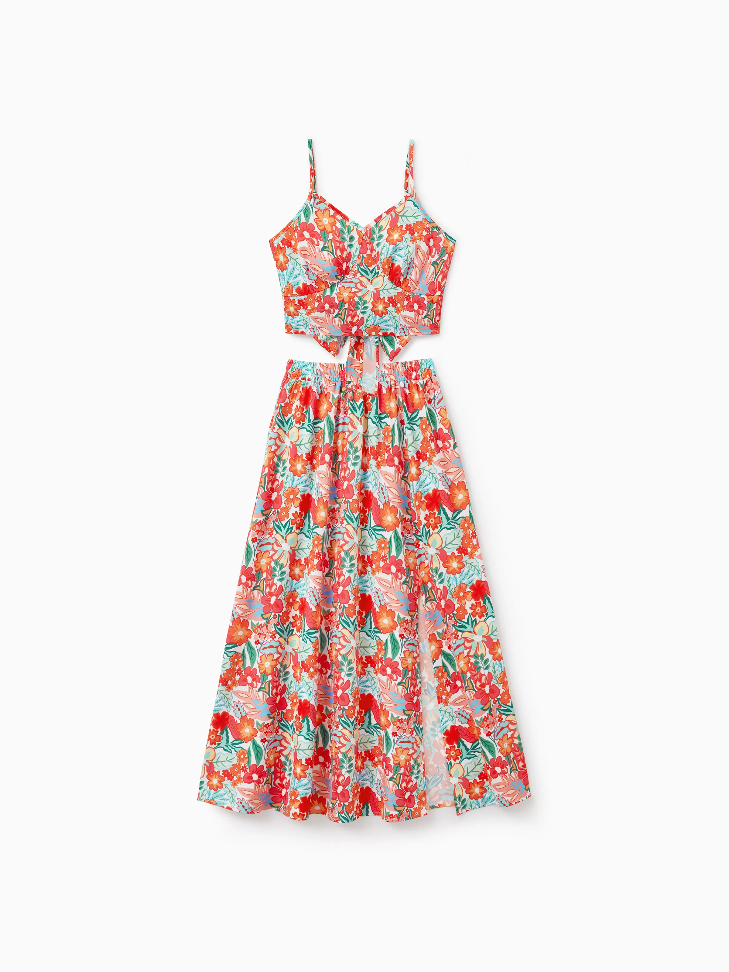 Matching Family Outfits Hawaiian Floral Print Shirts & Sleeveless Strap Top and Skirt Co-ord Set Multi-color - Image 2