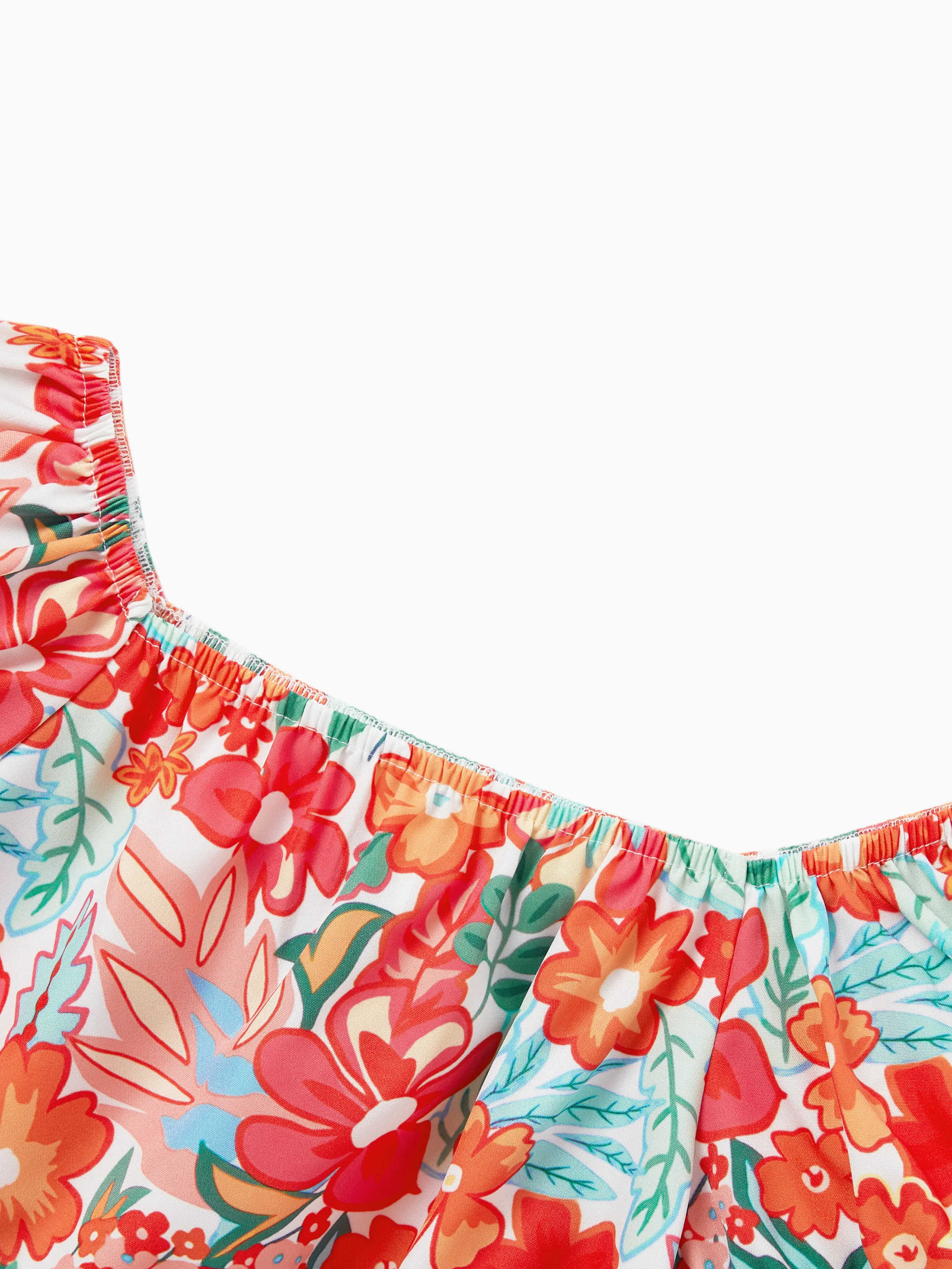 Matching Family Outfits Hawaiian Floral Print Shirts & Sleeveless Strap Top and Skirt Co-ord Set Multi-color - Image 8