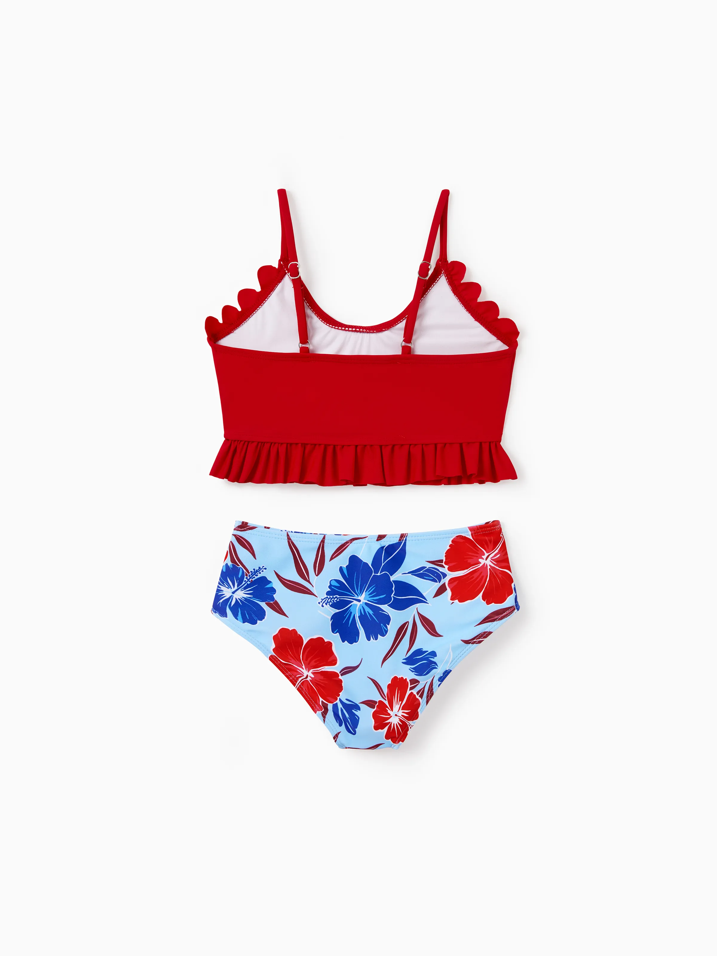 Matching Family Swimwear Floral Print Bikini & Swim Trunks Set for Mom, Dad, & Kids, Perfect for Summer Beach Days & Pool Parties Red - Image 9