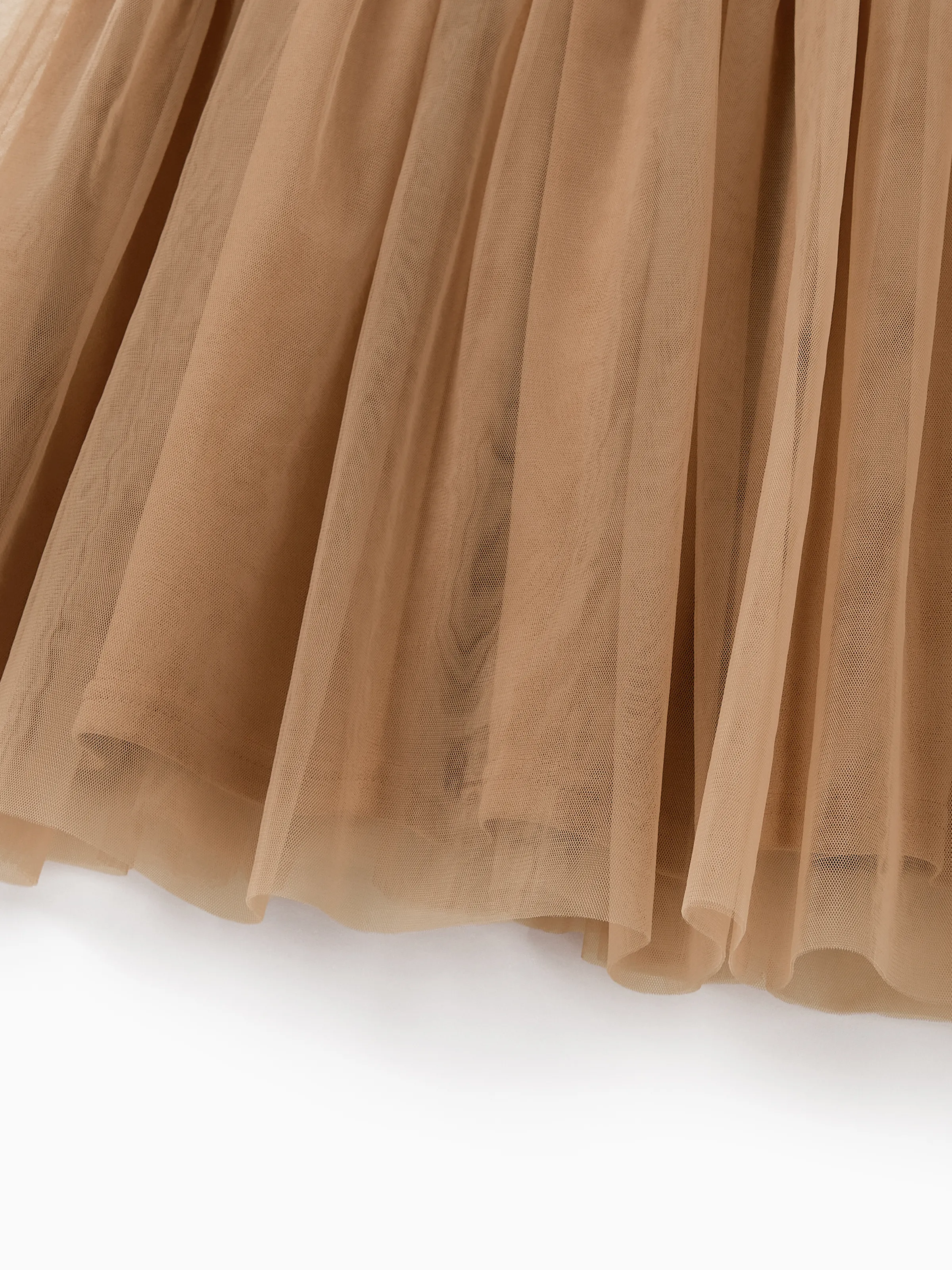 Matching Striped Dresses for Mommy & Me Twist-Front Dress with Tulle Skirt, Perfect for Summer Family Outings & Photos Khaki - Image 12