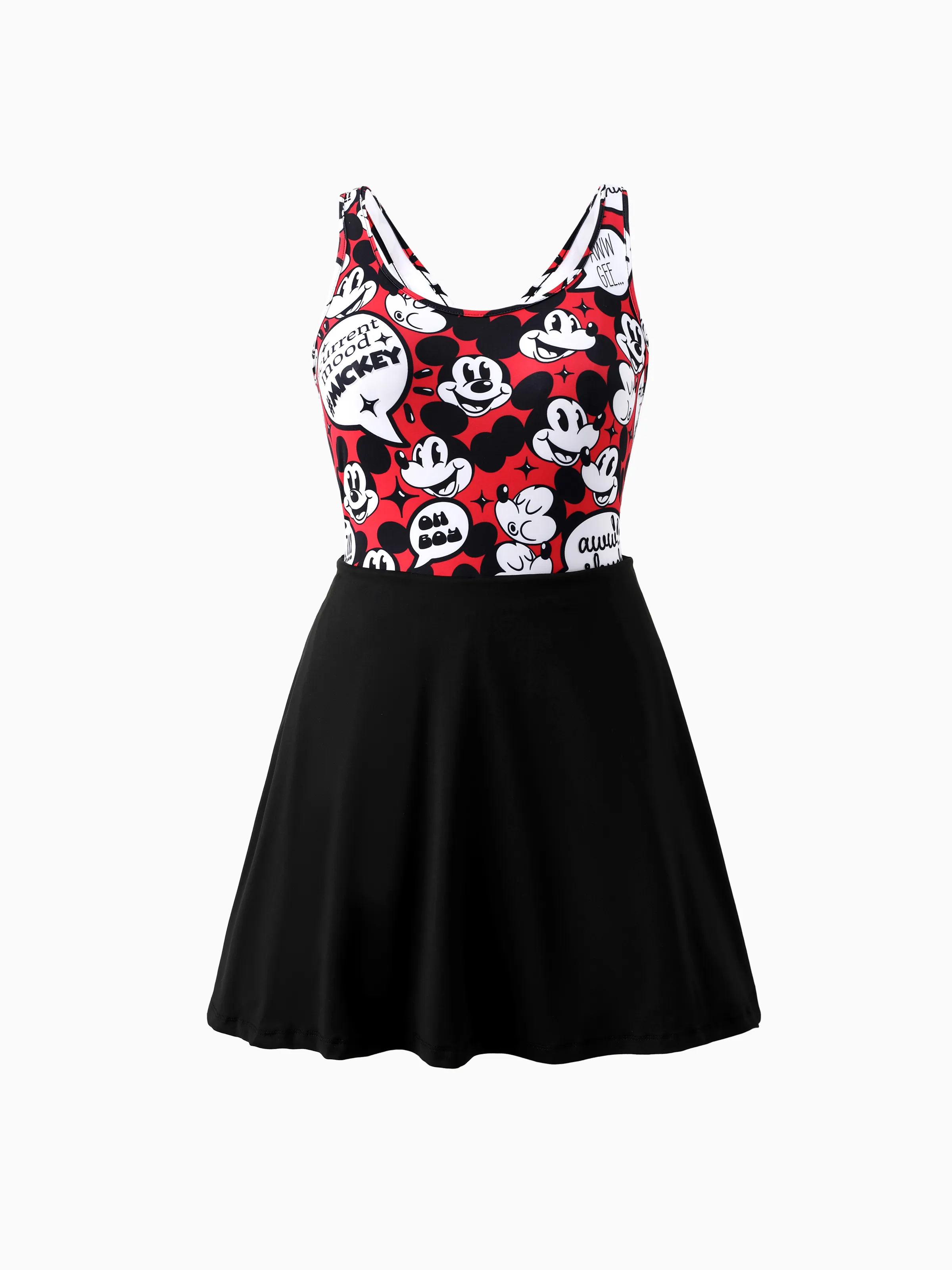 Disney Mickey and Friends Mommy and Me Family matching 1pc Mickey Mouse Graffiti Cotton T-shirt or Colorblock Dress with Built-in Shorts & Pockets or Naia™ Allover Romper Red - Image 4