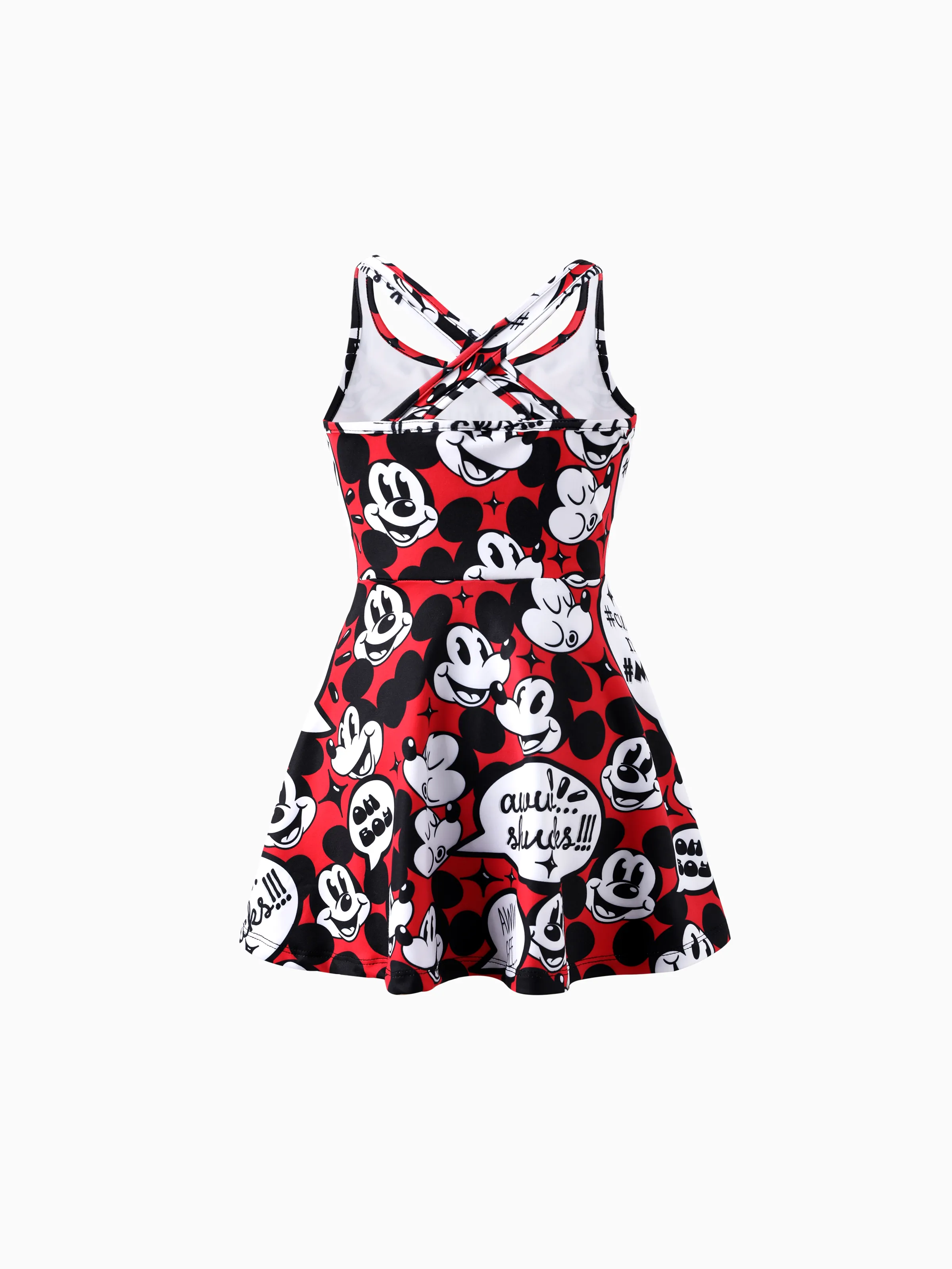 Disney Mickey and Friends Mommy and Me Family matching 1pc Mickey Mouse Graffiti Cotton T-shirt or Colorblock Dress with Built-in Shorts & Pockets or Naia™ Allover Romper Red - Image 6