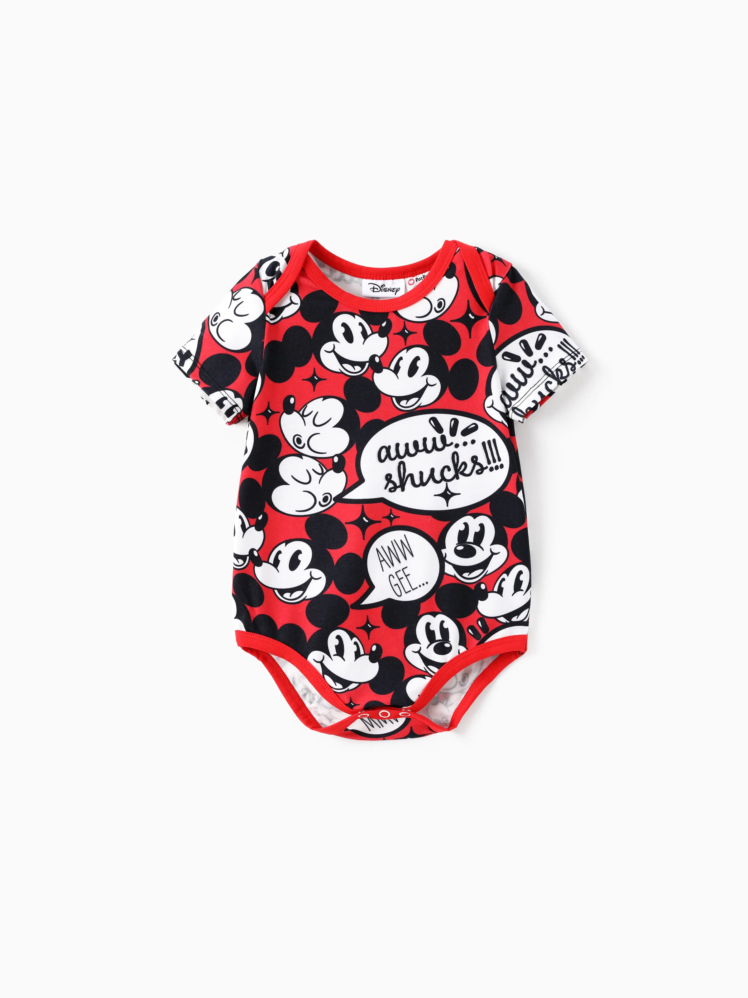 Disney Mickey and Friends Mommy and Me Family matching 1pc Mickey Mouse Graffiti Cotton T-shirt or Colorblock Dress with Built-in Shorts & Pockets or Naia™ Allover Romper Red - Image 8