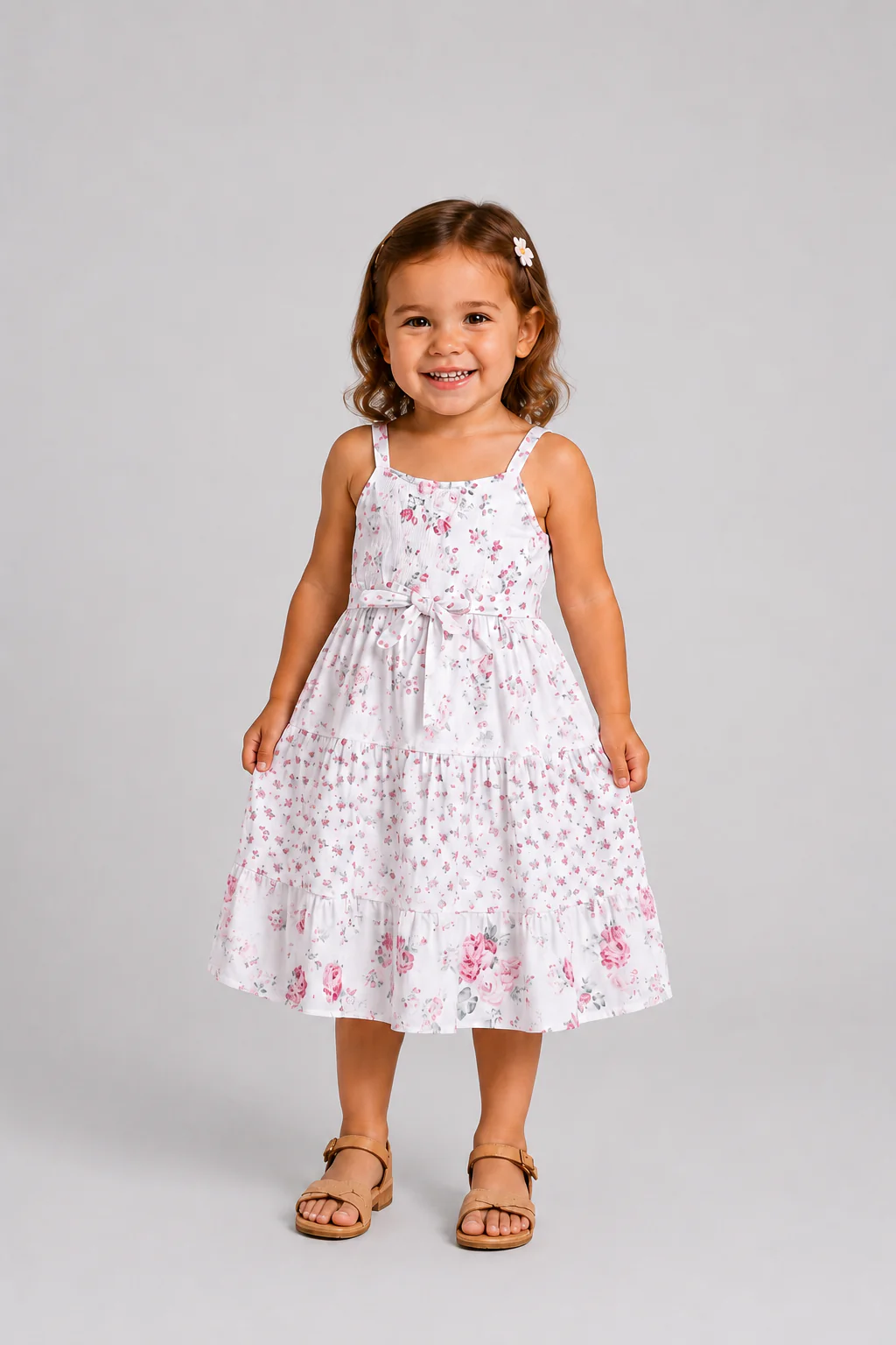 Mommy and Me Family Matching Outfits Set Solid Color Short-sleeve Polo Collar Shirt or Flower Print Hollow out Dress  Pink - Image 10