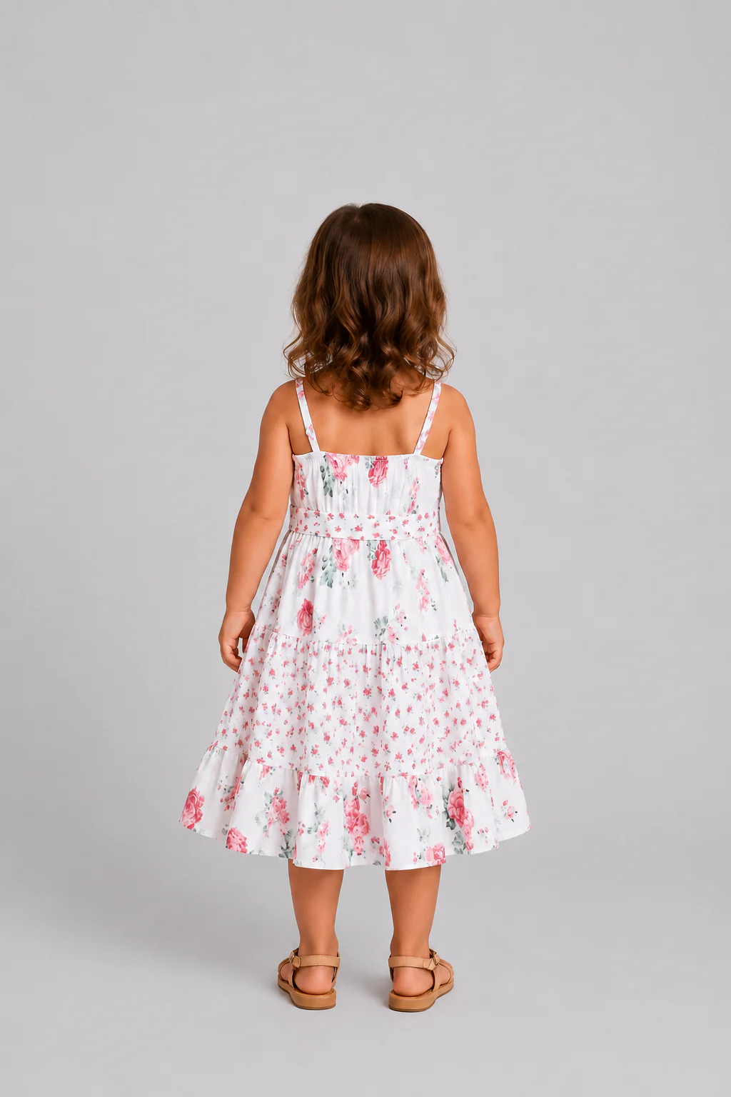 Mommy and Me Family Matching Outfits Set Solid Color Short-sleeve Polo Collar Shirt or Flower Print Hollow out Dress  Pink - Image 11