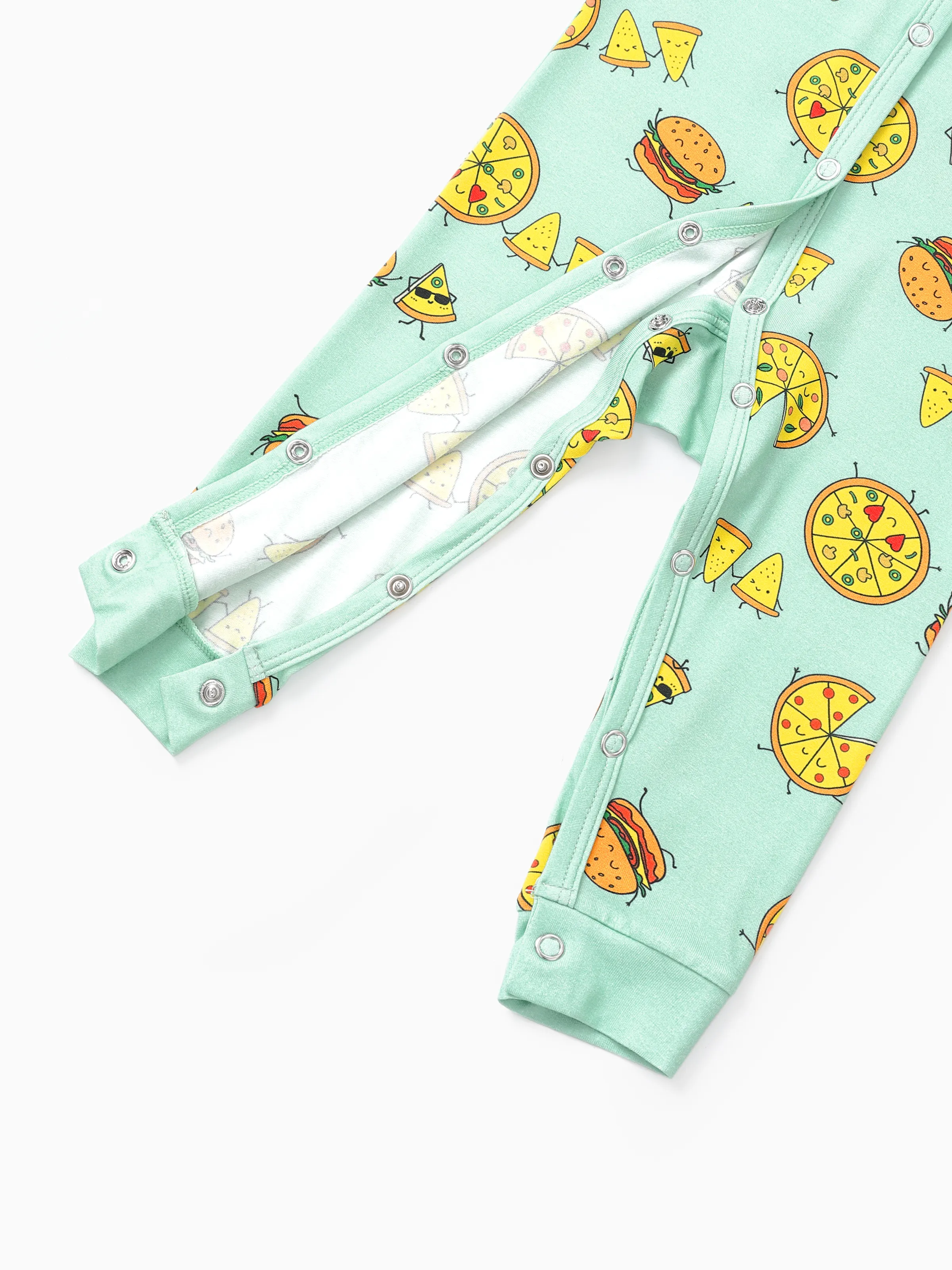 Mommy & me Bamboo Family Mint Green PJs Cute Cartoon Food Theme Print Short Sleeve & Long Pants Sleepwear Matching Pajama set (Snug-Fitting for Children) Light Blue - Image 15