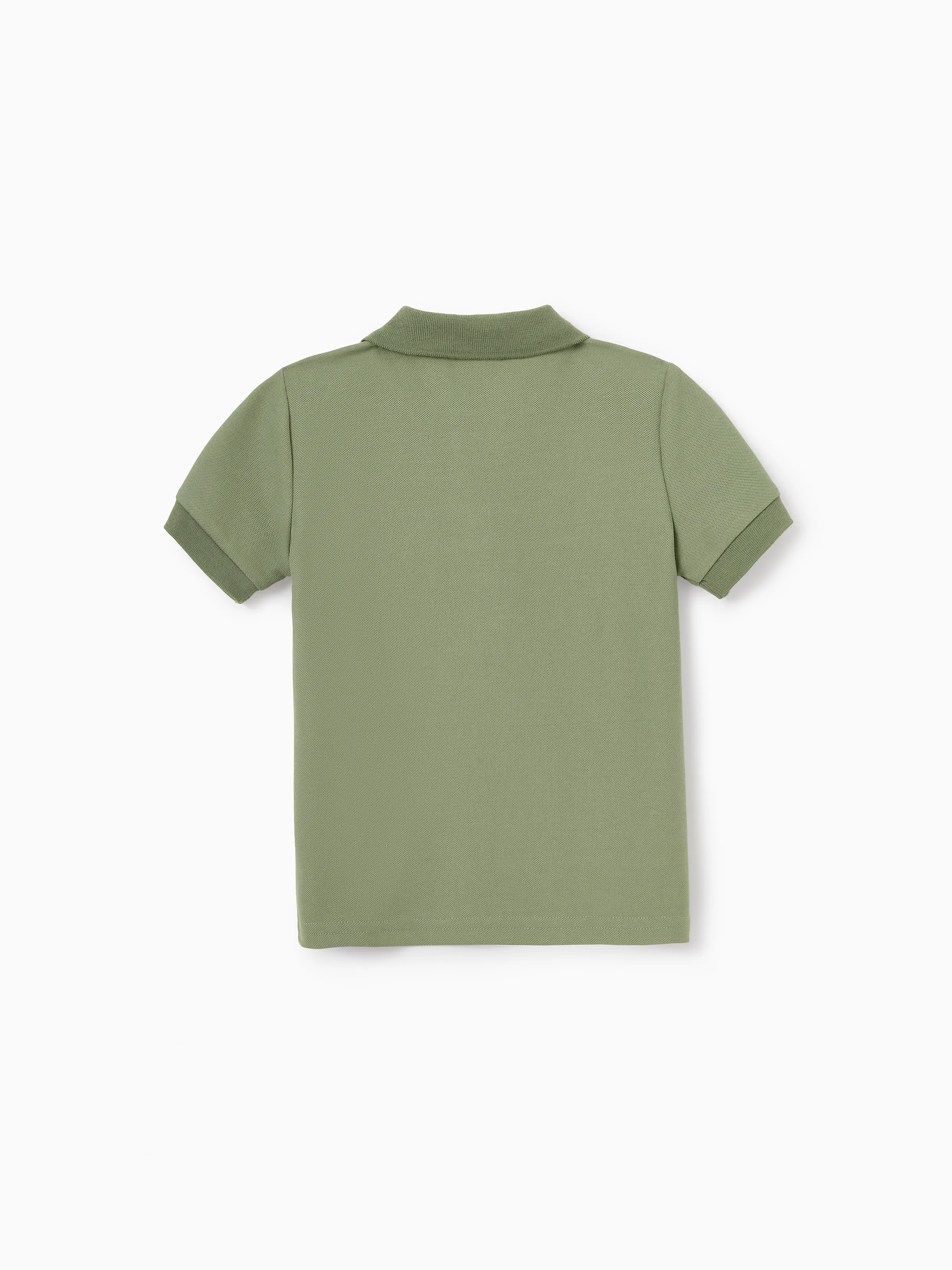 Mommy & me Polo Collar Short-sleeve Shirt or V-neck Strappy Mesh Dress Green - Image 27