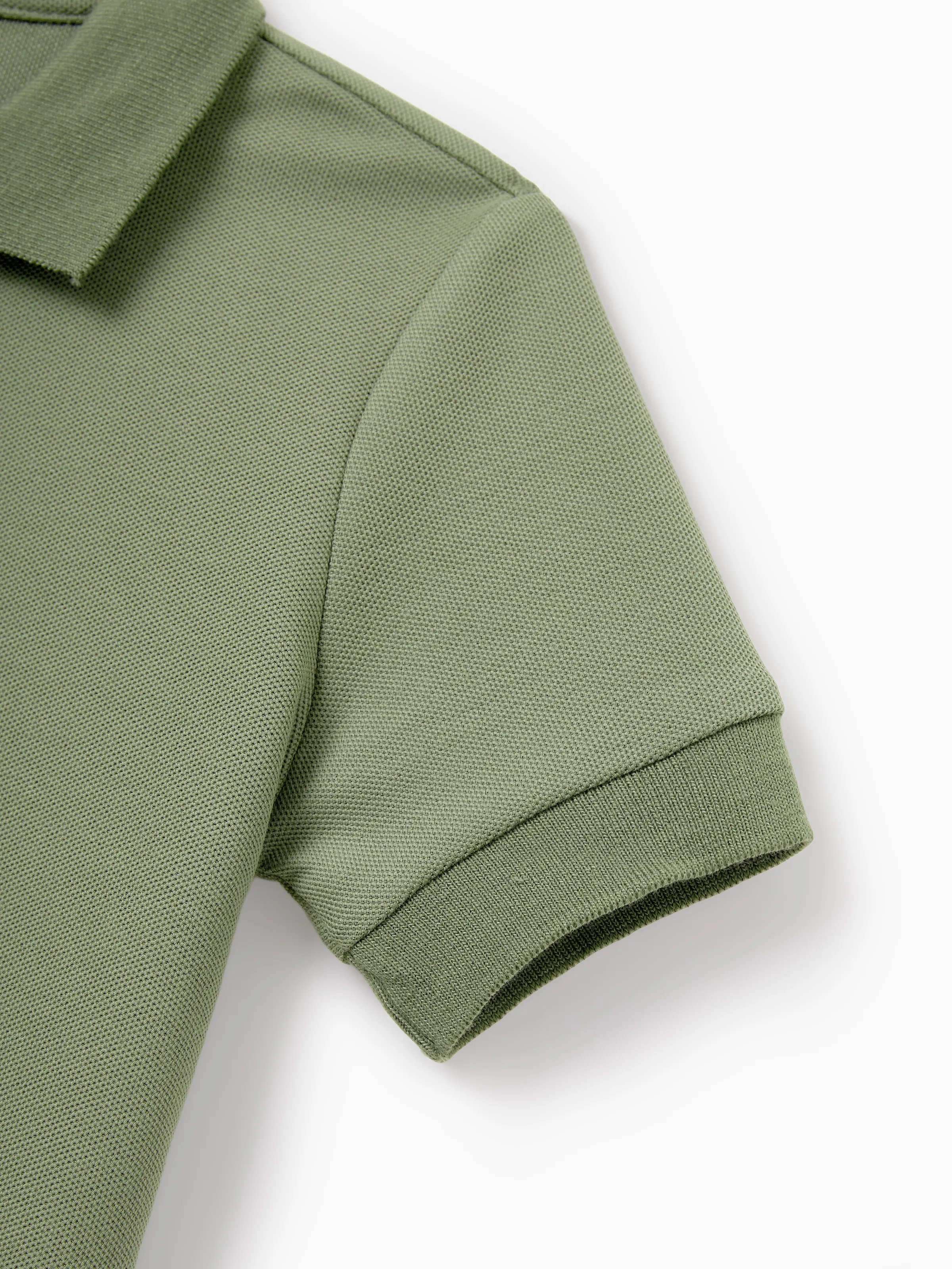 Mommy & me Polo Collar Short-sleeve Shirt or V-neck Strappy Mesh Dress Green - Image 29