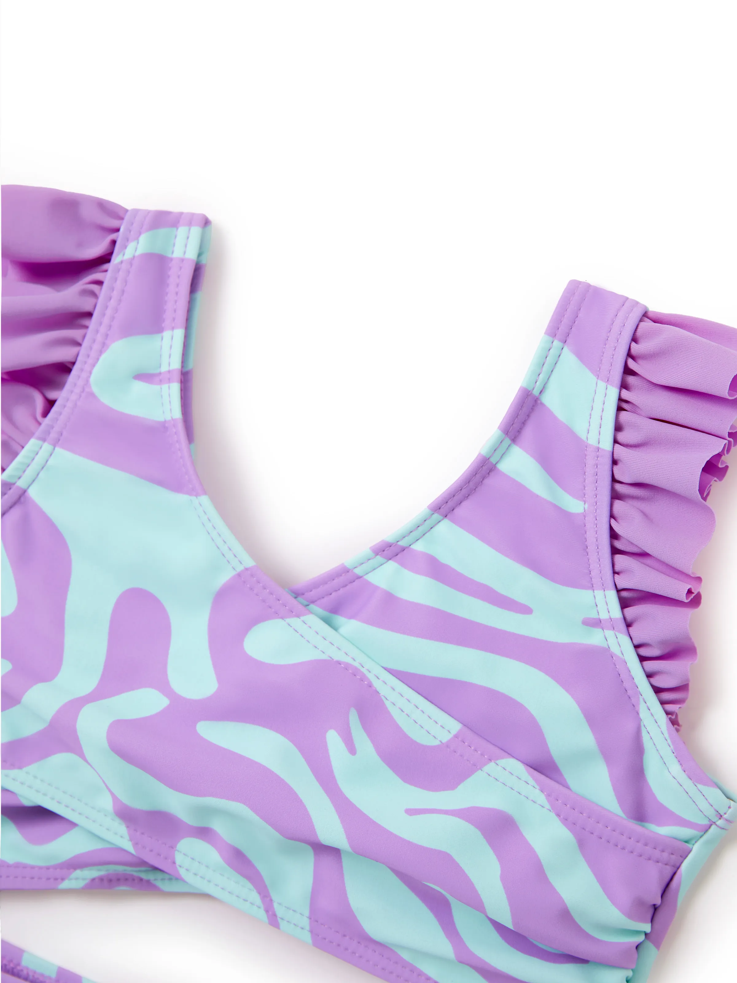 Mommy & me Trendy Purple & Blue Wave Print Midriff Cutout One-Piece Swimsuit Purple - Image 5