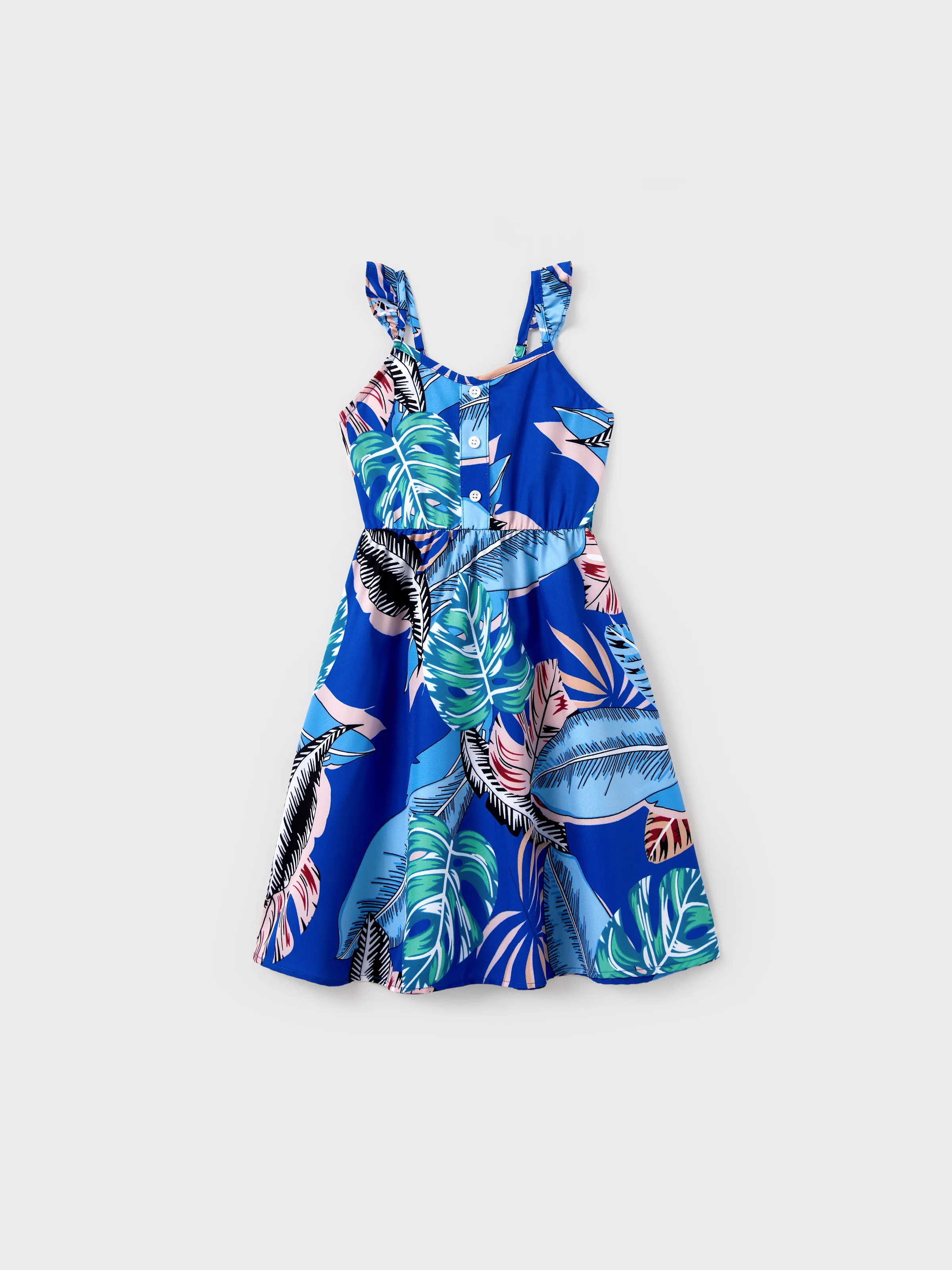 Mommy & me Tropical Dress & T-shirt Set – Blue Floral Print for Dad, Mom, Girls & Baby, Perfect for Summer Vacations and Family Photos Blue - Image 12