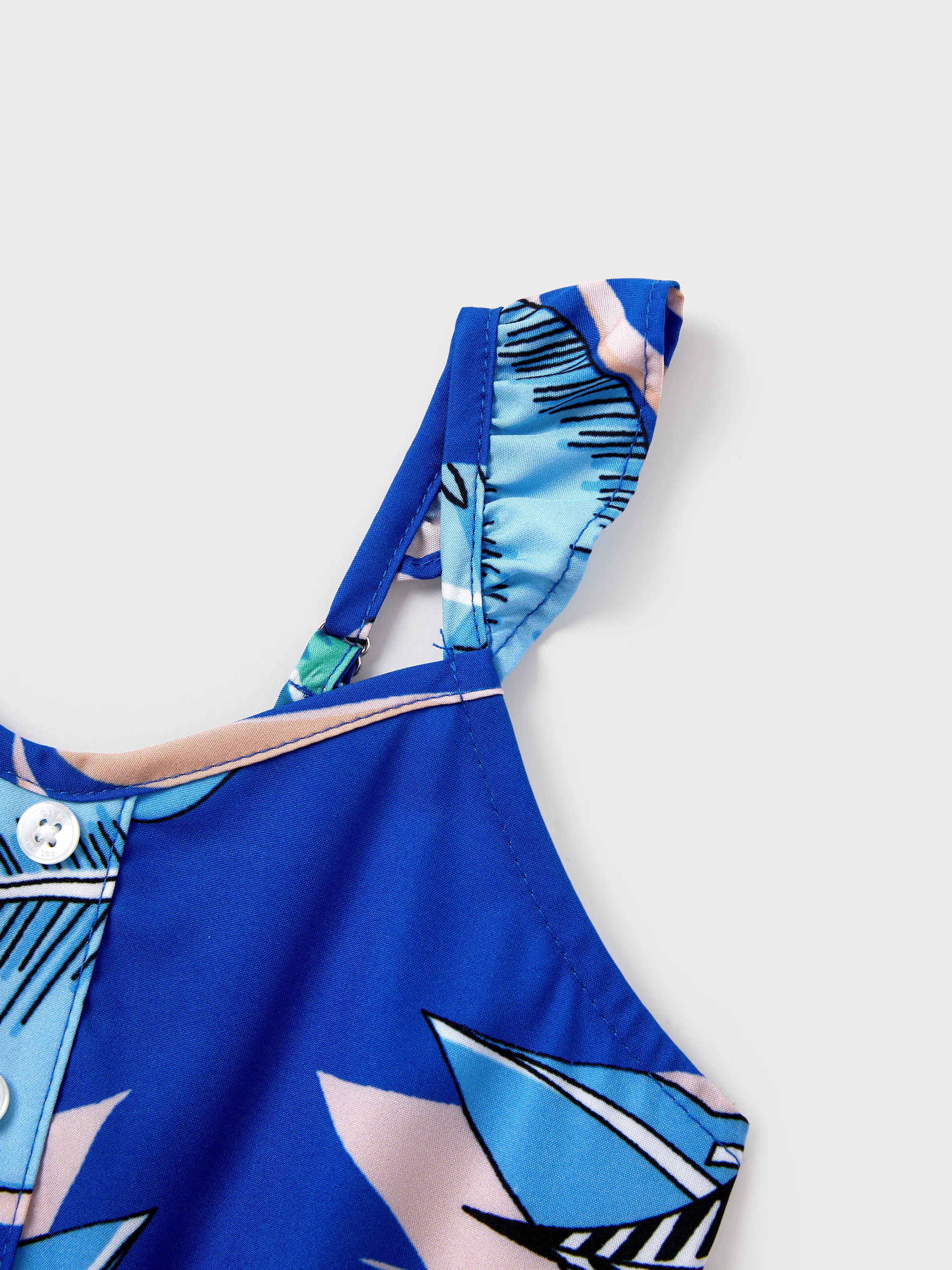 Mommy & me Tropical Dress & T-shirt Set – Blue Floral Print for Dad, Mom, Girls & Baby, Perfect for Summer Vacations and Family Photos Blue - Image 16