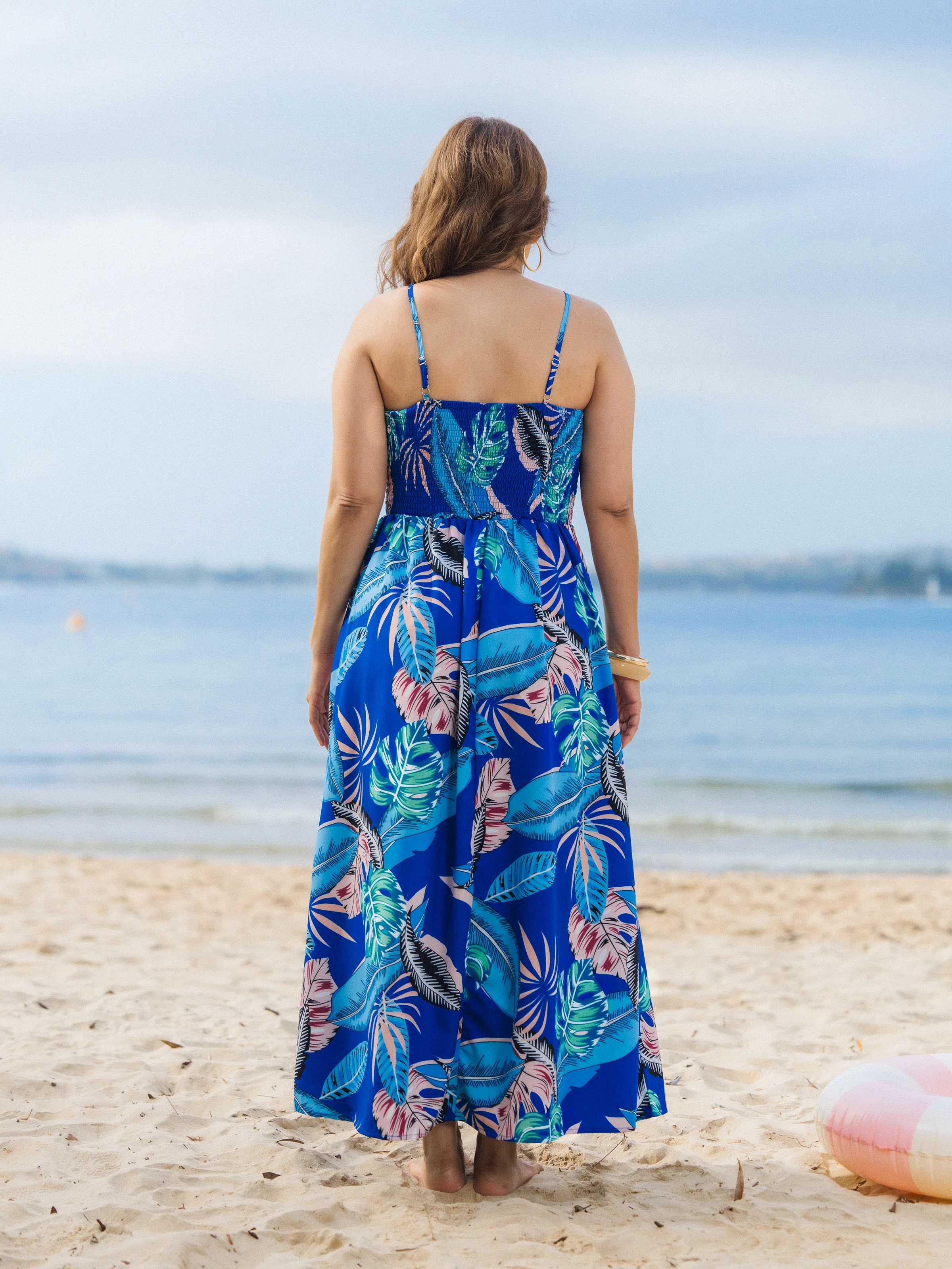 Mommy & me Tropical Dress & T-shirt Set – Blue Floral Print for Dad, Mom, Girls & Baby, Perfect for Summer Vacations and Family Photos Blue - Image 5