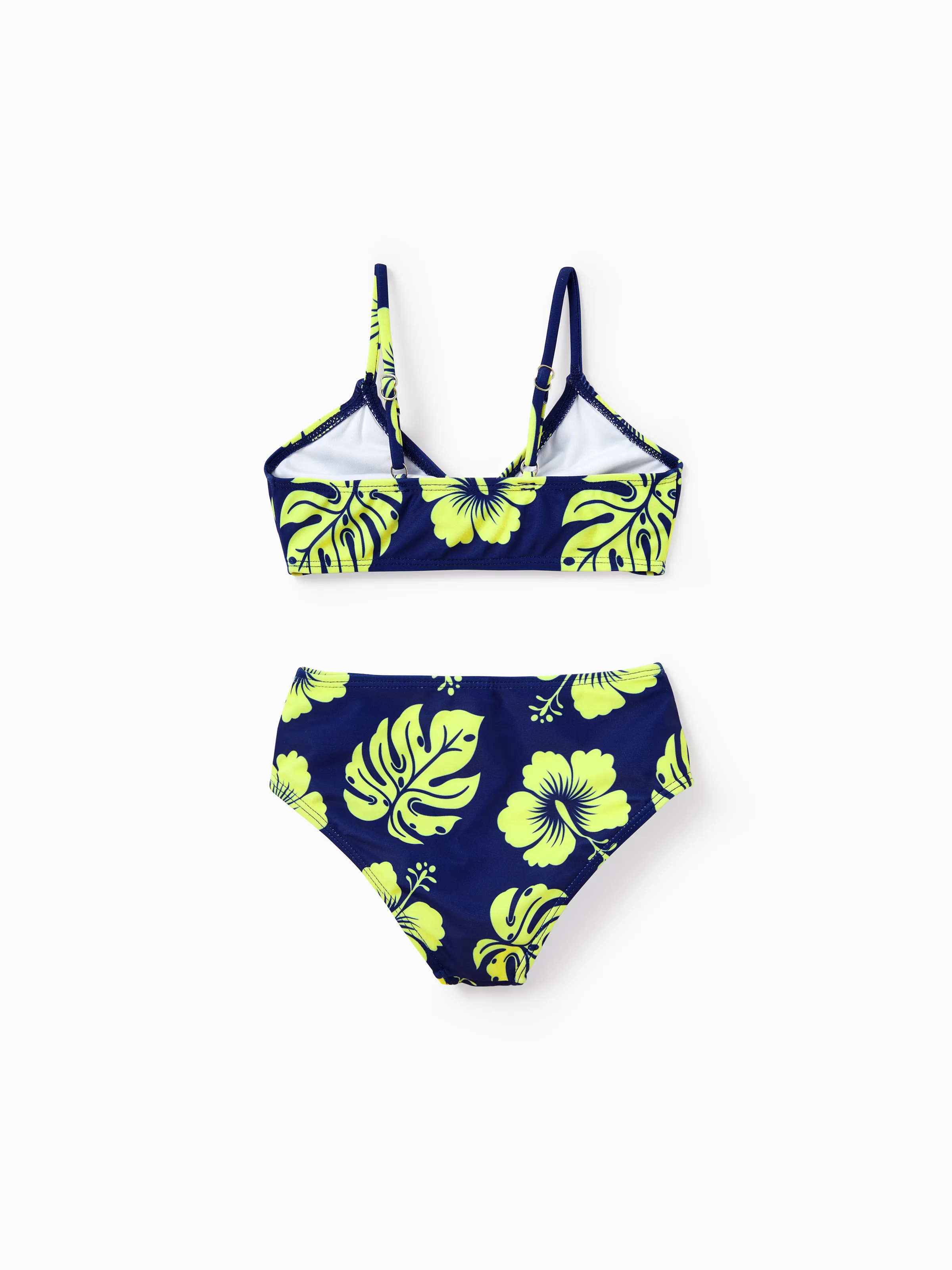 Mommy & me Tropical Floral Swimsuits Halter Bikini & Swim Trunks Set Deep Blue - Image 14