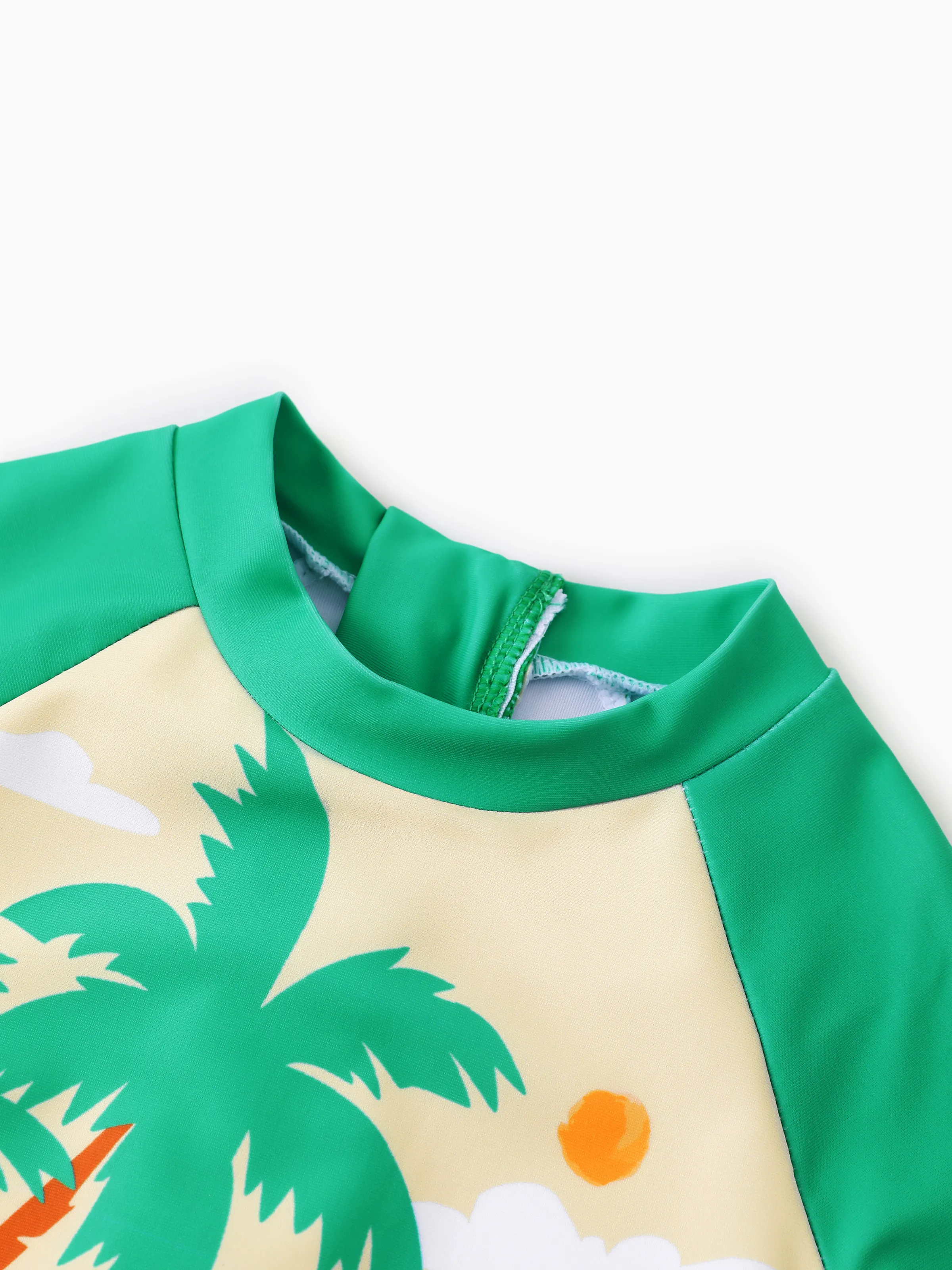 Mommy & me Tropical Palm Print Swim Trunks or Long Sleeve Rash Guard Swimsuit Turquoise - Image 8