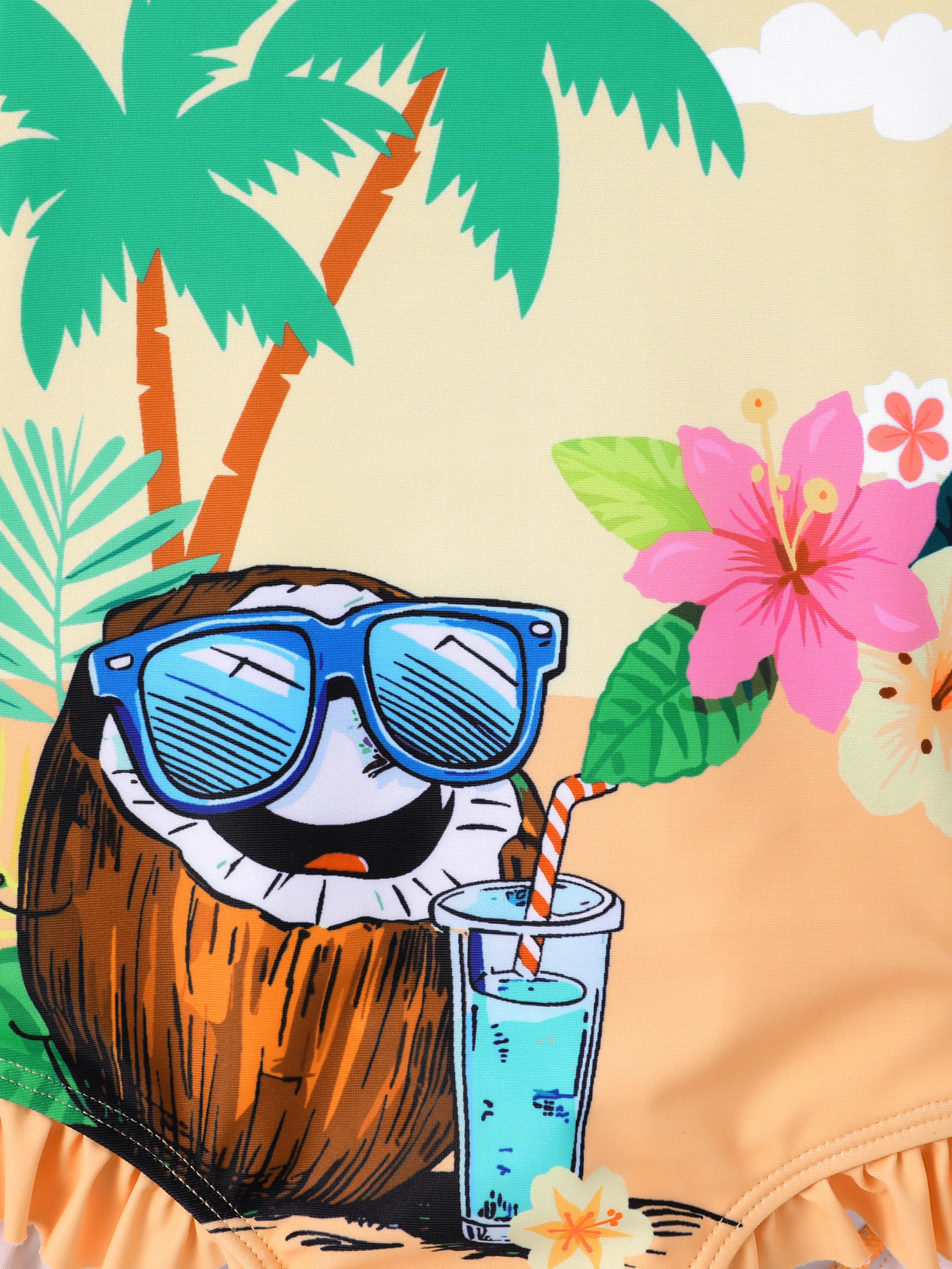 Mommy & me Tropical Palm Print Swim Trunks or Long Sleeve Rash Guard Swimsuit Turquoise - Image 9