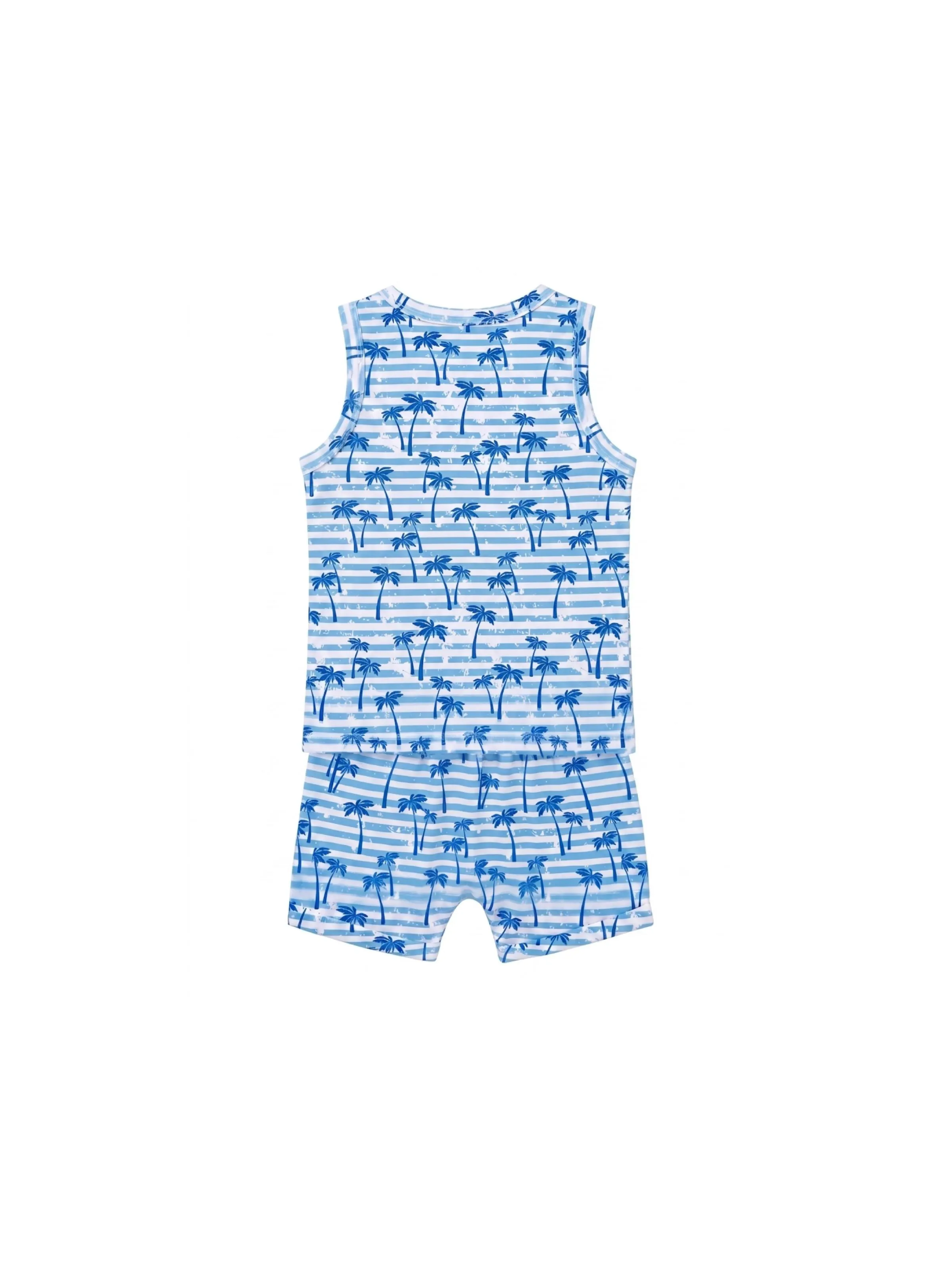 Ocean Vibes Baby Boy Palm Tree Shorts Set Blue - Image 3