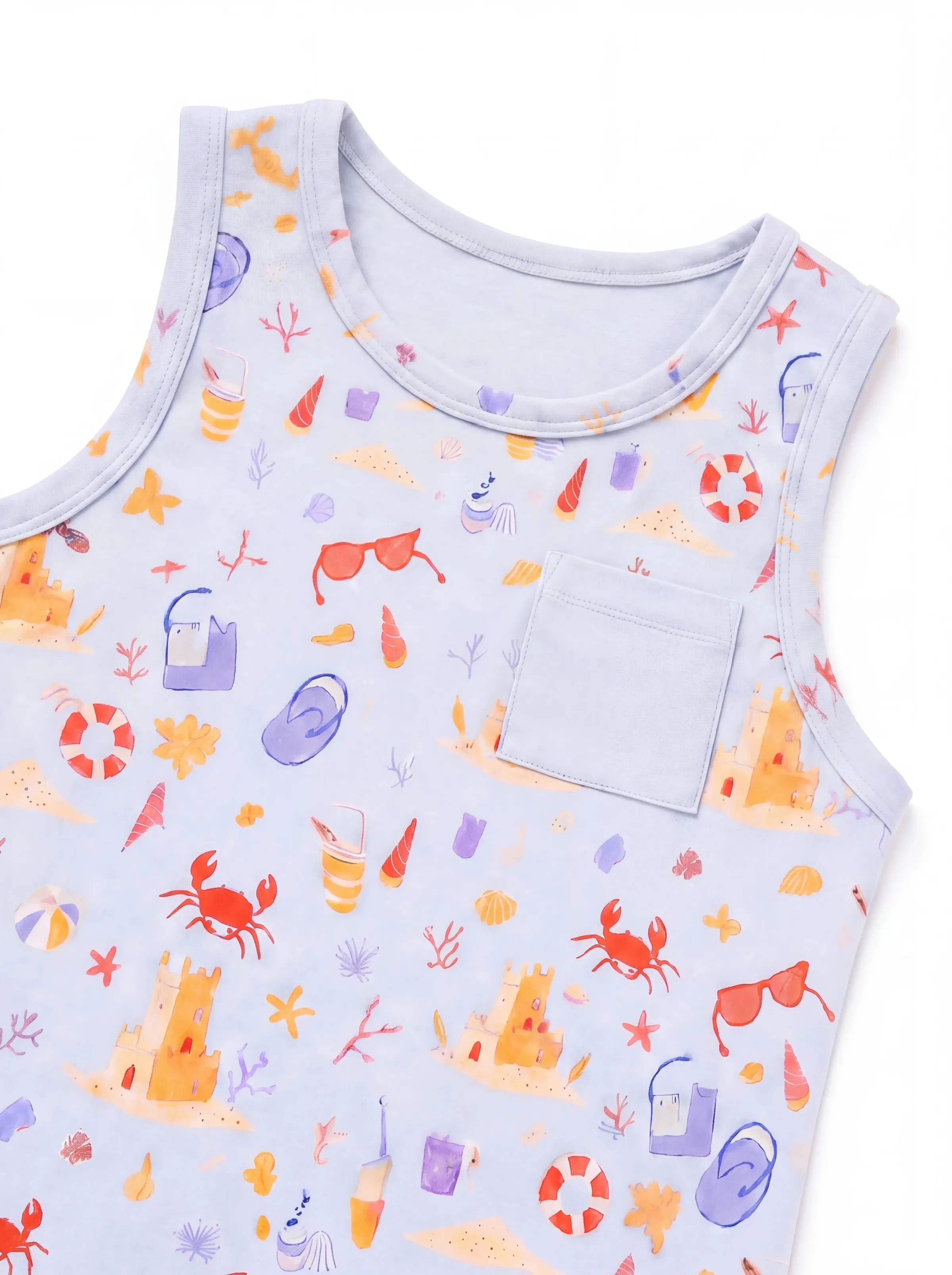 Ocean Vibes Baby Boy Beach Print Shorts Set Light Blue - Image 4