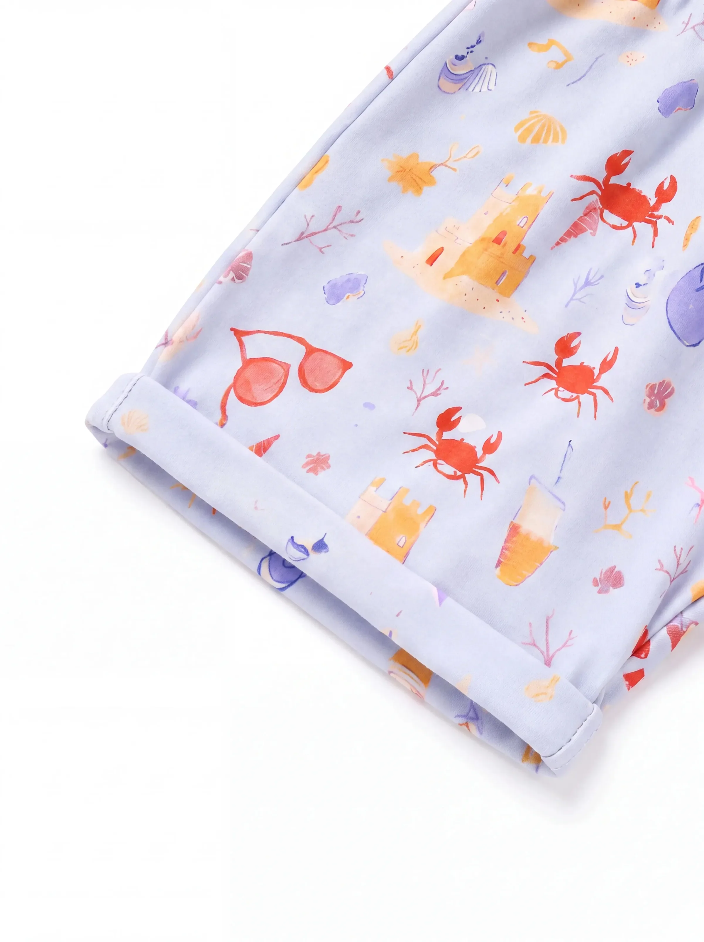 Ocean Vibes Baby Boy Beach Print Shorts Set Light Blue - Image 5