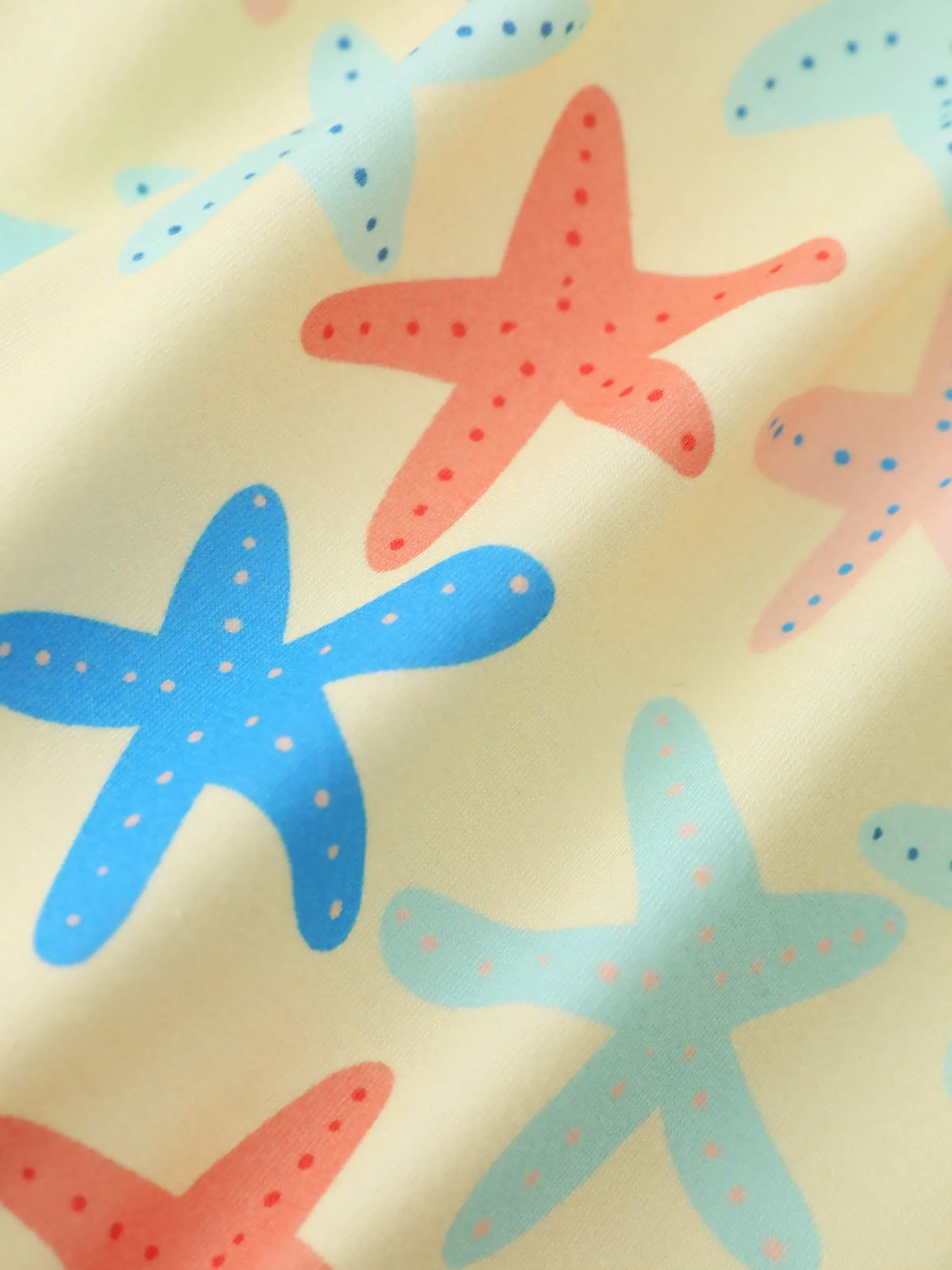 Ocean Vibes Baby Girl Starfish Print Crisscross Back Dress Yellow - Image 3