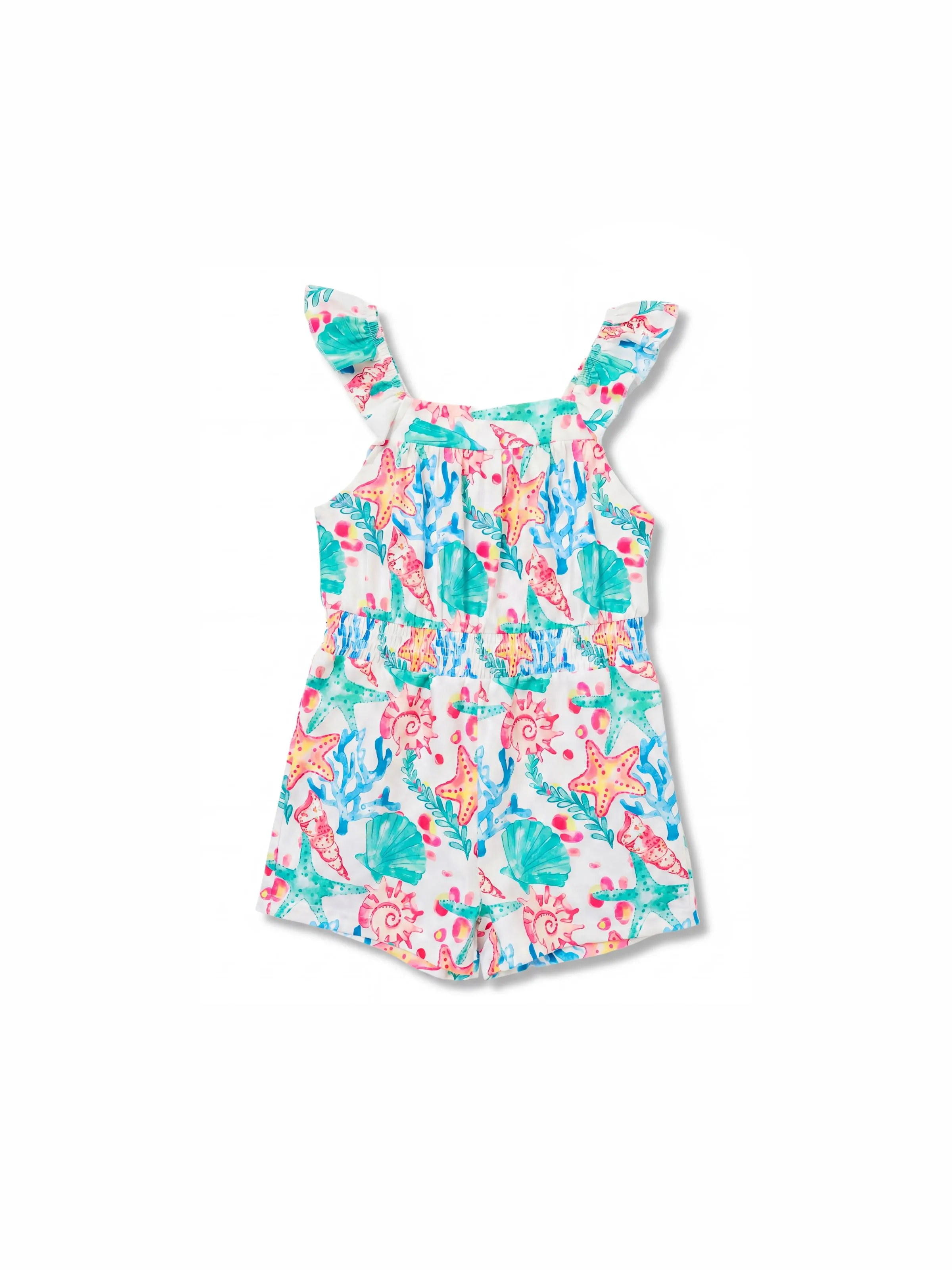 Ocean Vibes Toddler Girl Tropical island Romper Green - Image 2