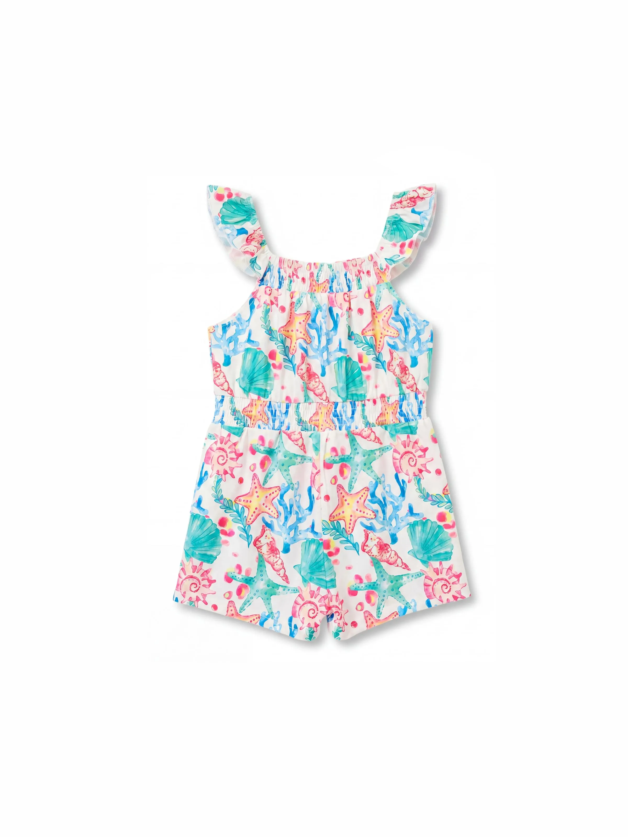 Ocean Vibes Toddler Girl Tropical island Romper Green - Image 3