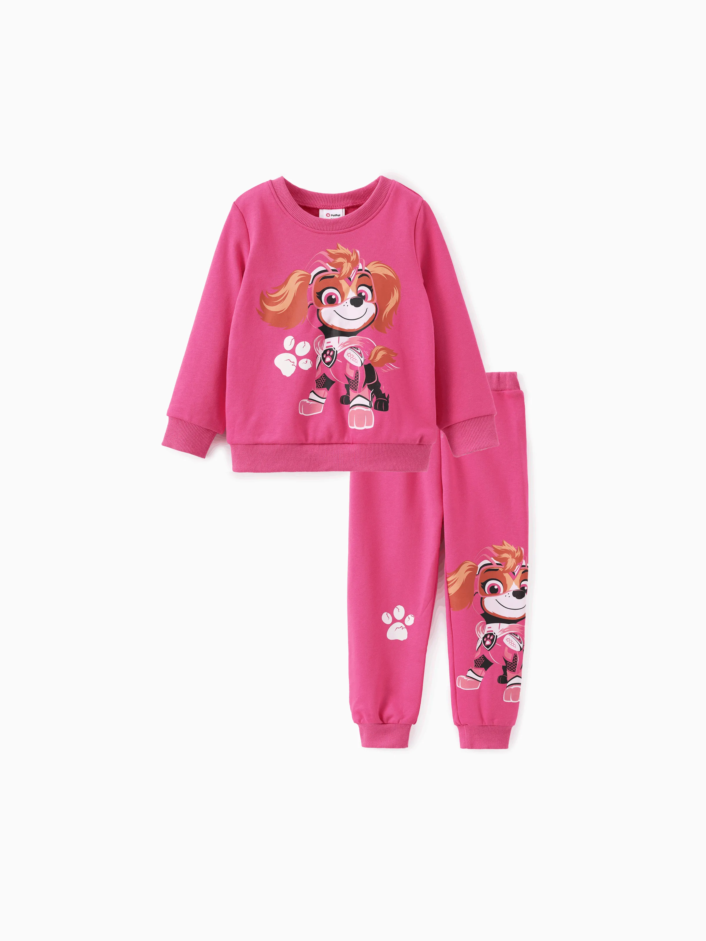 PAW Patrol Toddler Girl 2pcs Skye Glow in the Dark Sweatshirt and Pants Set Roseo
