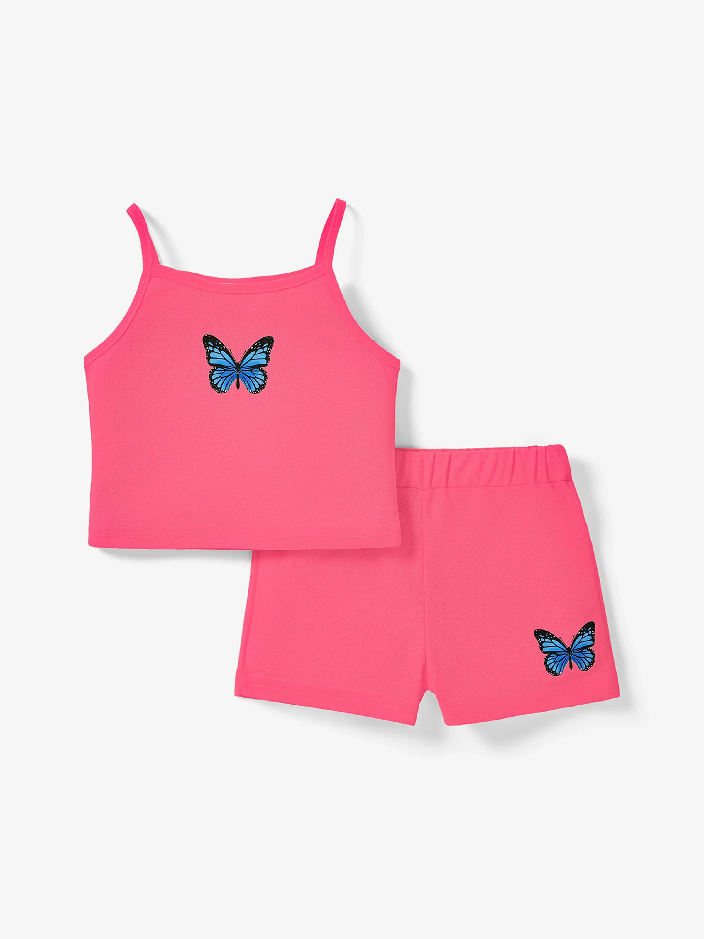 Toddler Girl 2pcs Butterfly Print Camisole and Shorts Set Roseo