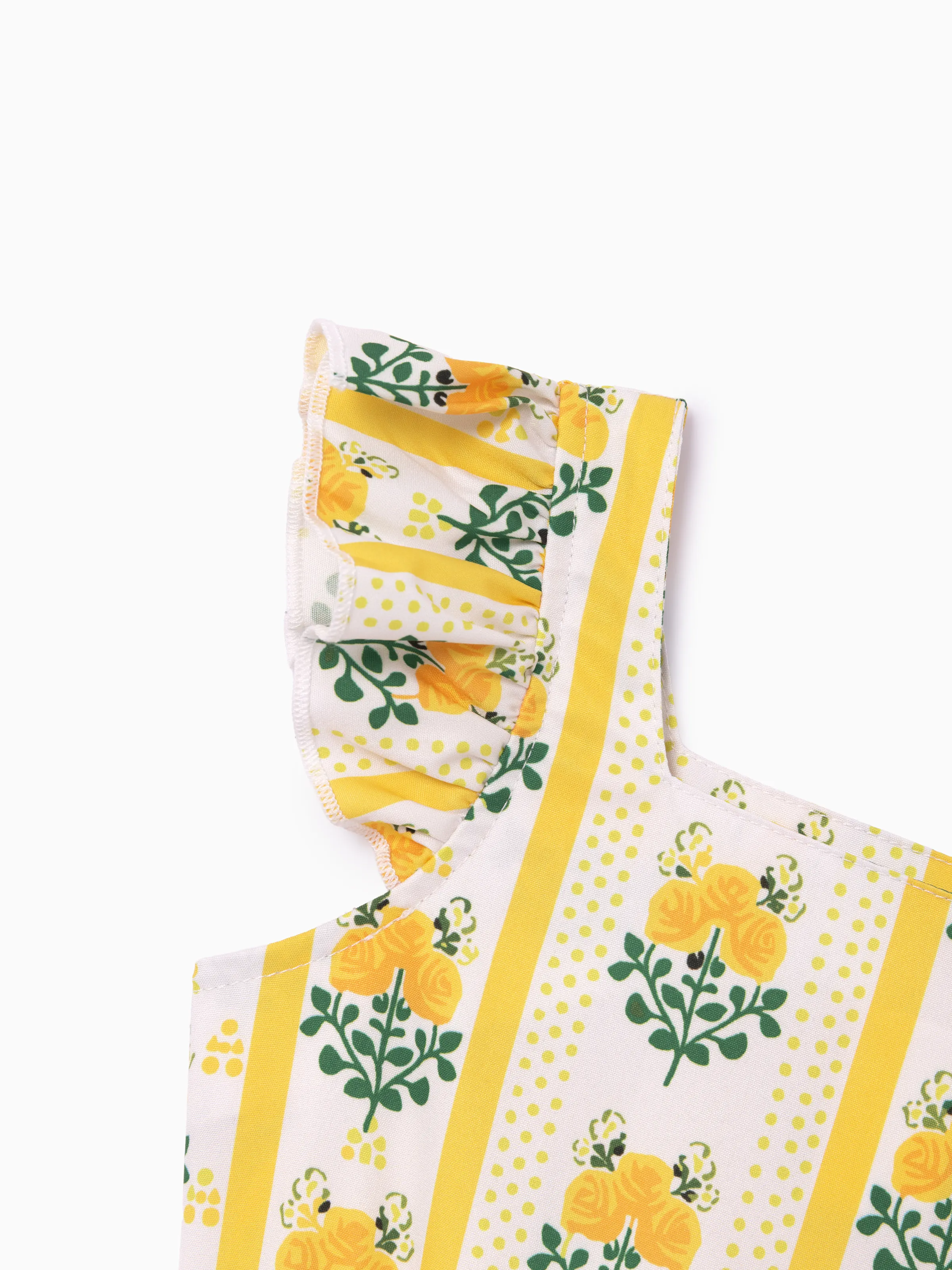 Fresh Market Toddler Girl Floral Stripe Print Dress Yellow - Image 3