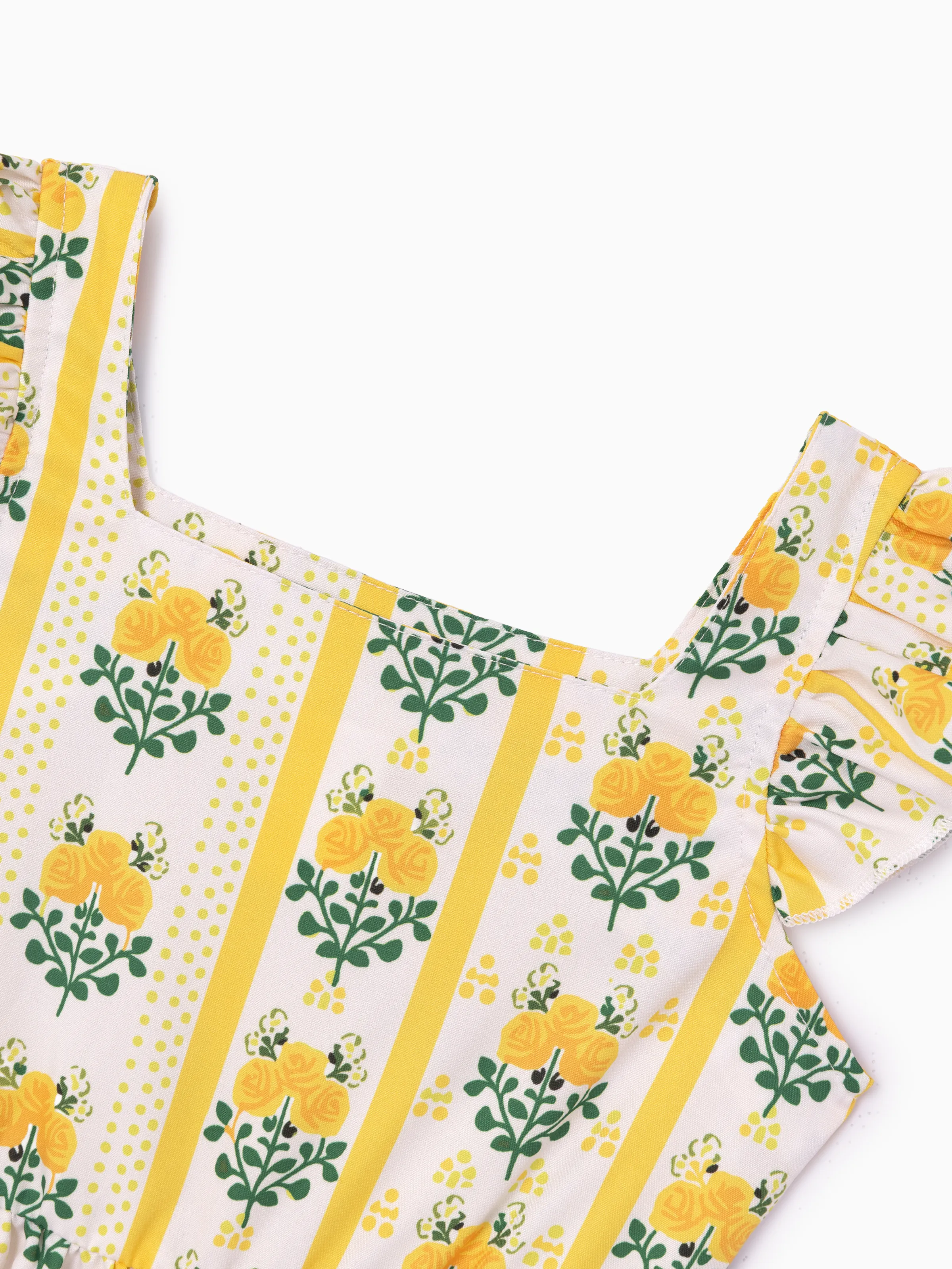 Fresh Market Toddler Girl Floral Stripe Print Dress Yellow - Image 4