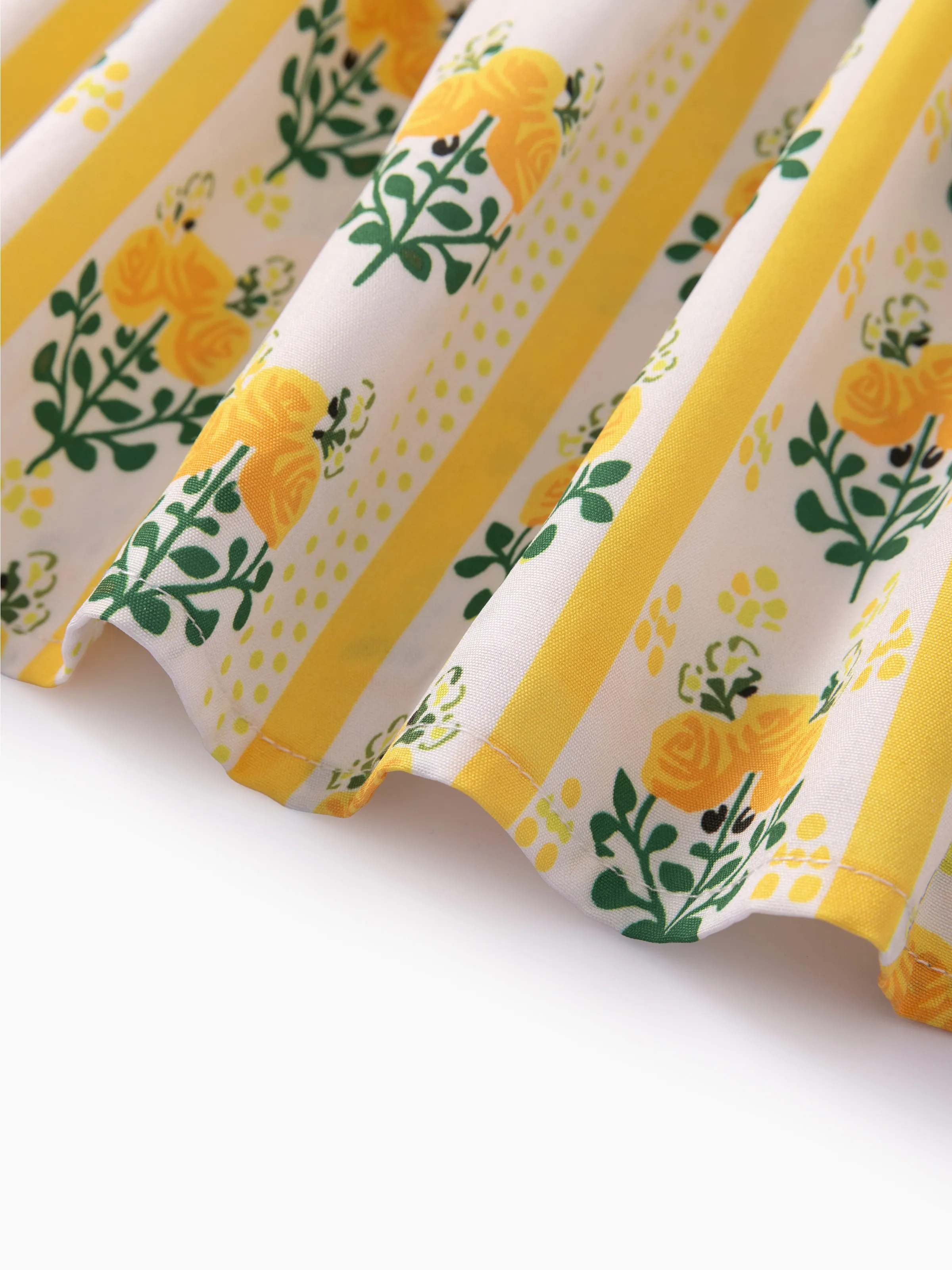 Fresh Market Toddler Girl Floral Stripe Print Dress Yellow - Image 6
