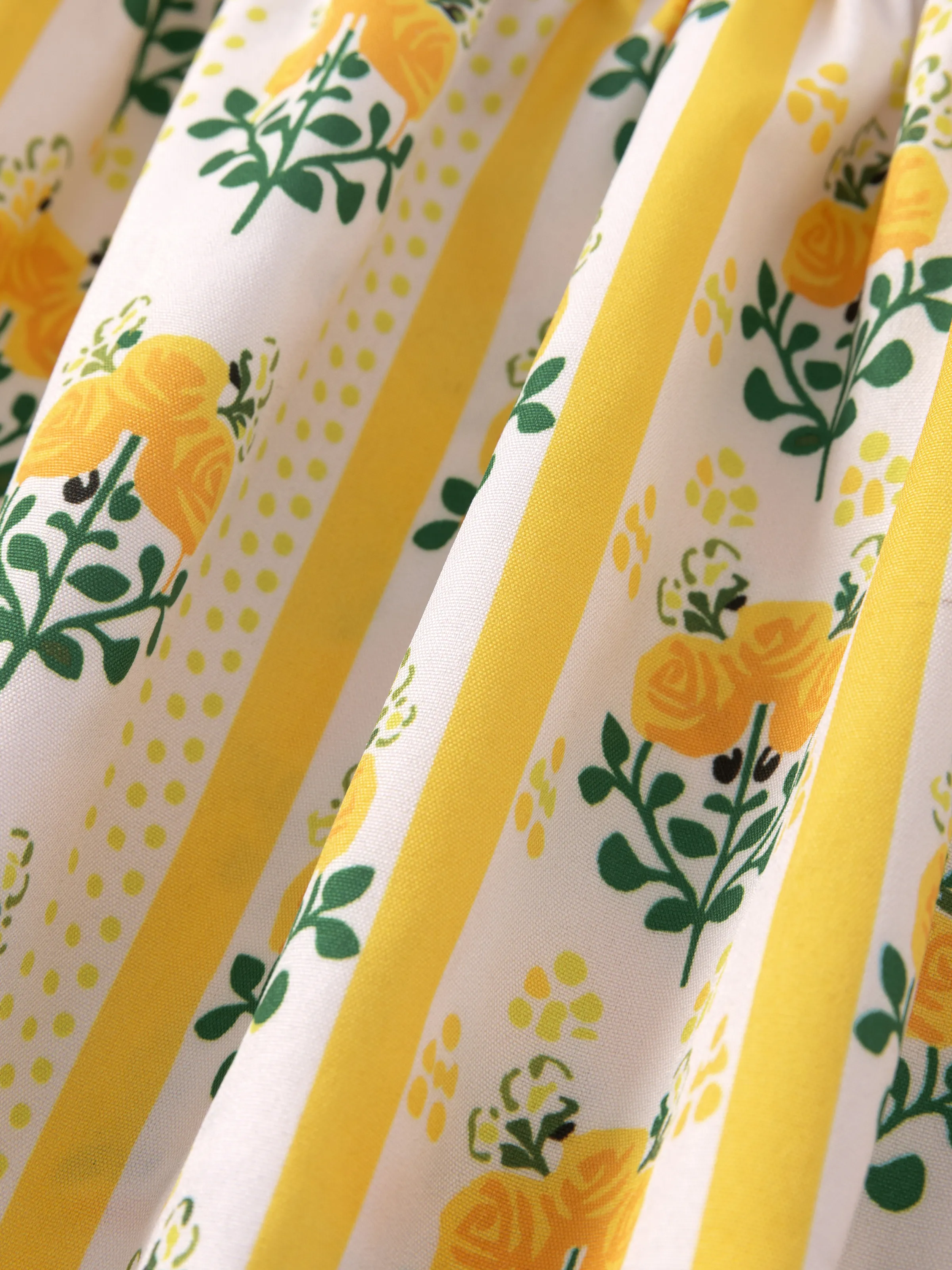 Fresh Market Toddler Girl Floral Stripe Print Dress Yellow - Image 7