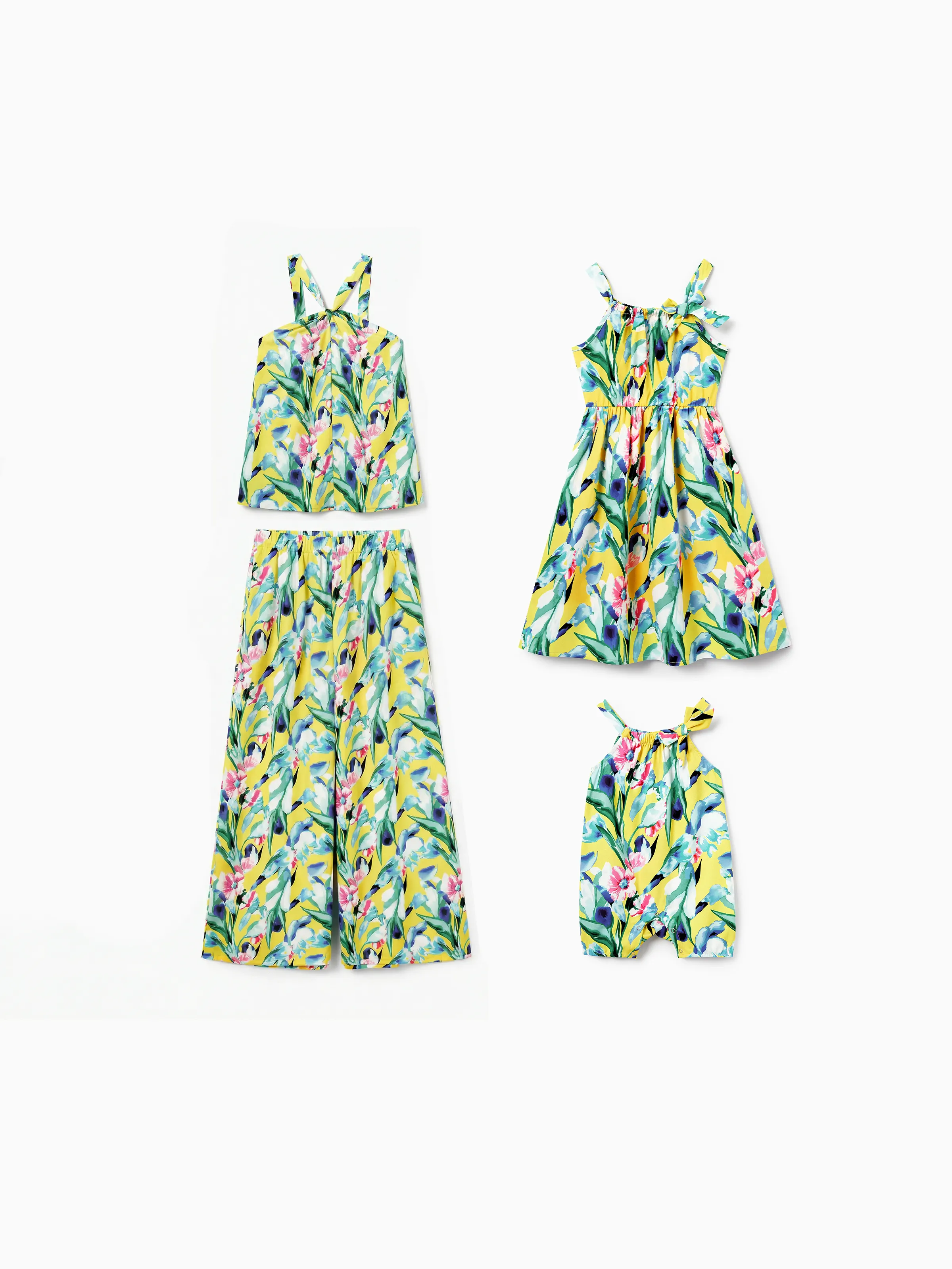 Toddler/Kid Girl Casual Outfits Floral Print Strappy Dress Yellow - Image 5