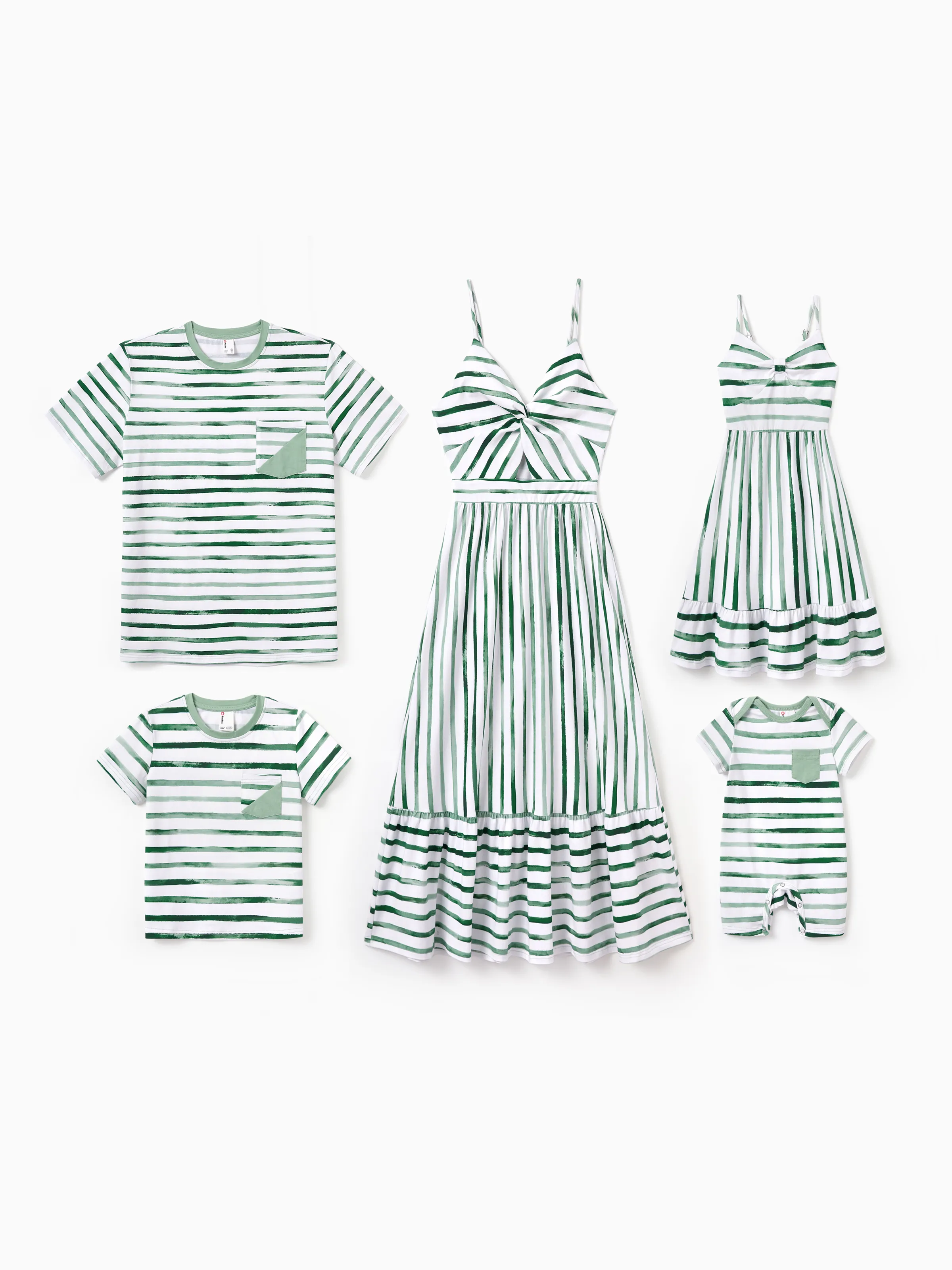 Toddler/Kid Girl Cotton Green Striped Dress, Perfect for Summer Family Outings & Photos Green - Image 4