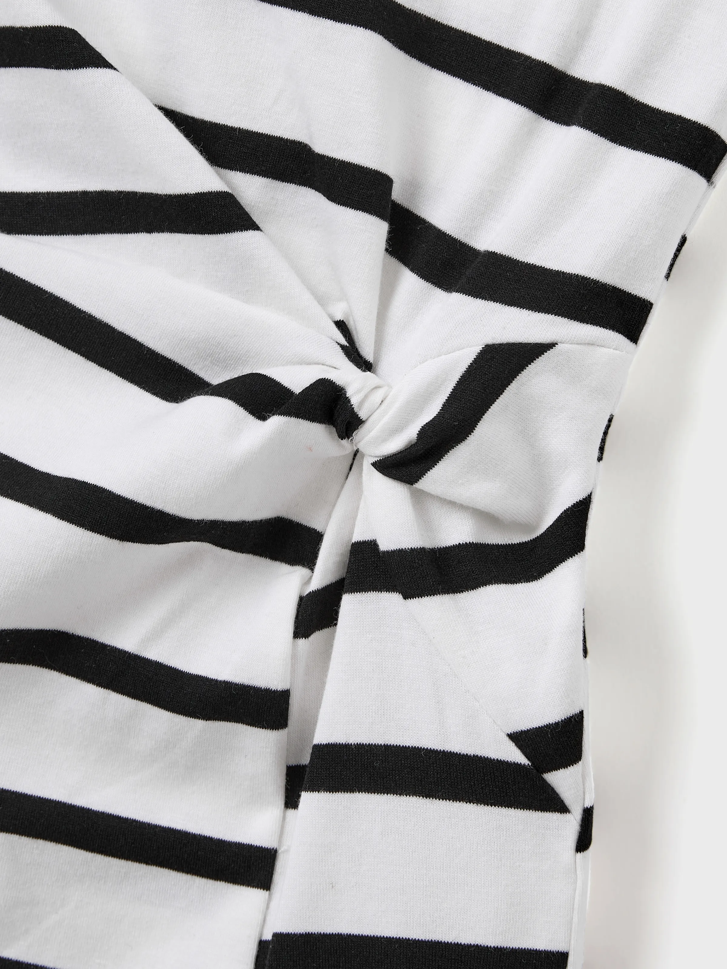 Toddler/Kid Girl Cotton Black and White Stripe Strap Bodycon Dress Black+White - Image 5